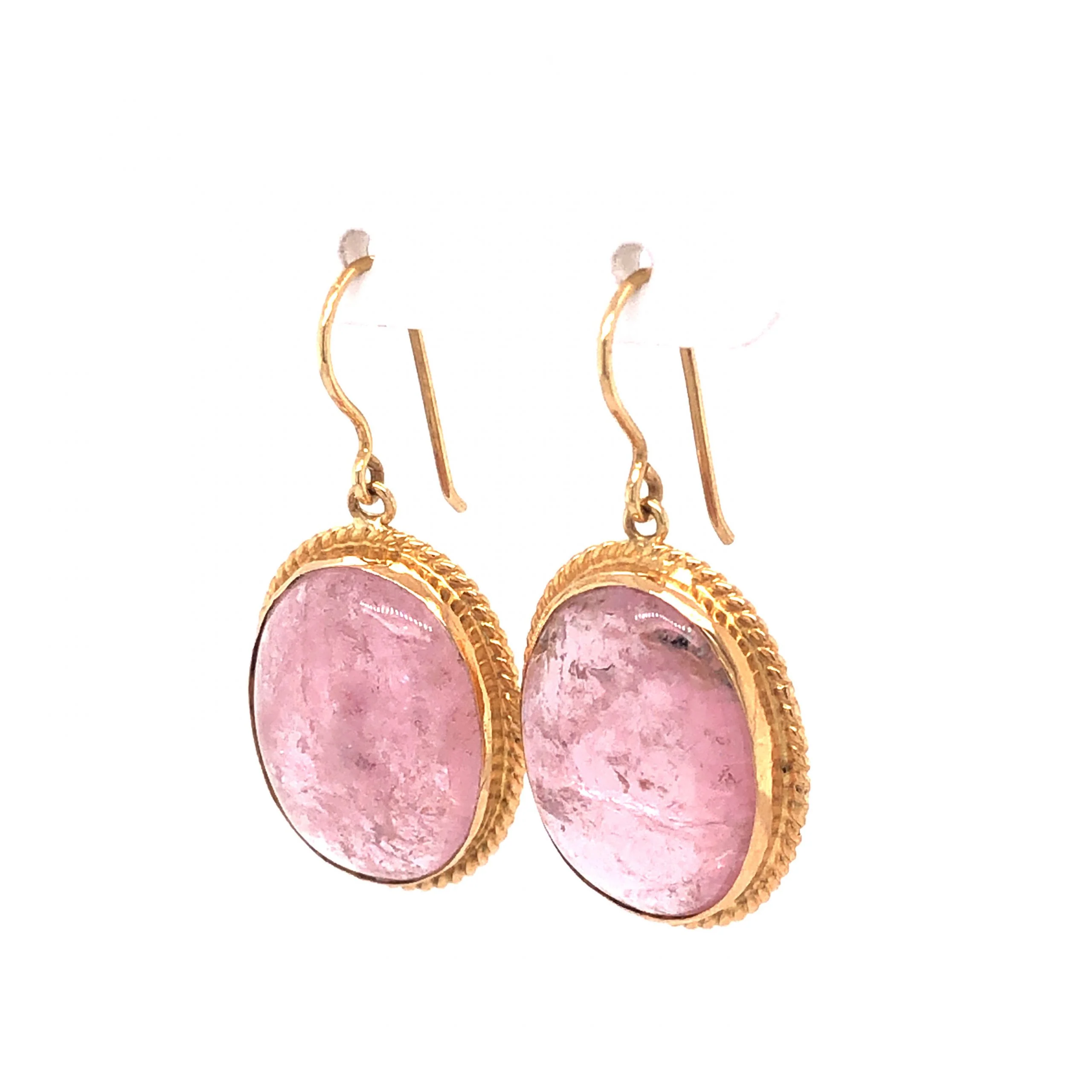 Pink Tourmaline Drop Earrings in 18k Yellow Gold - Image 2