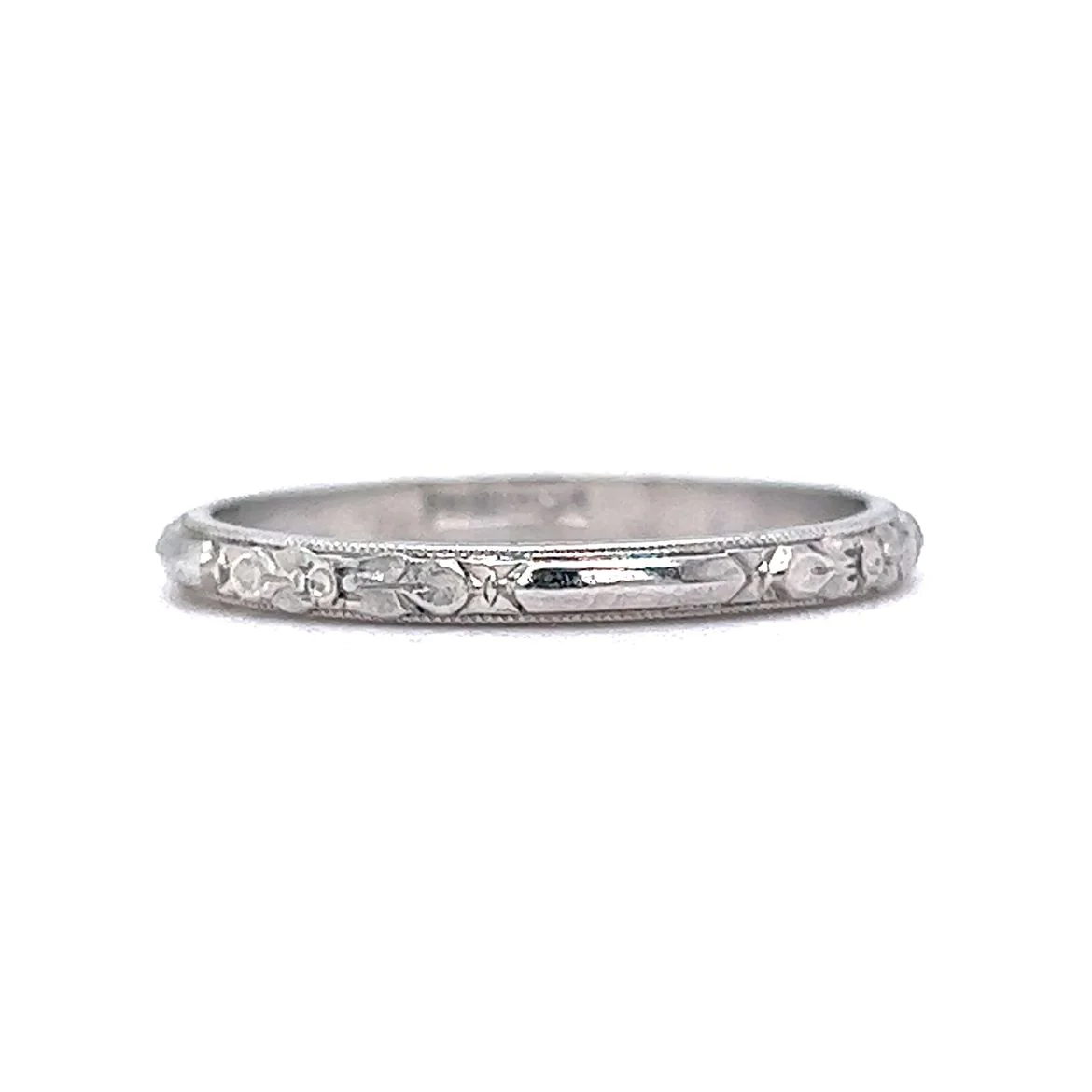 Antique Art Deco Orange Blossom Wedding Band in Platinum - Image 2
