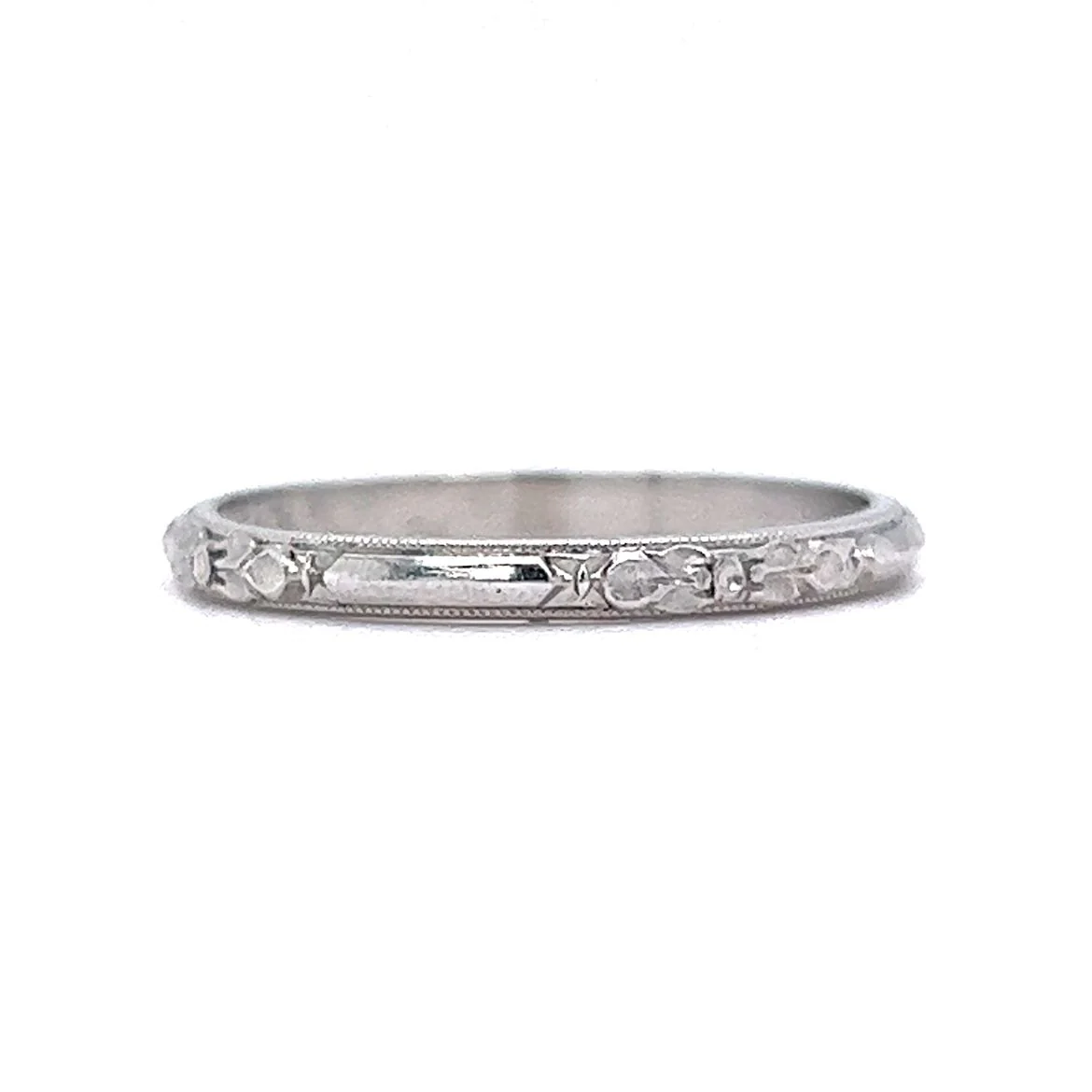 Antique Art Deco Orange Blossom Wedding Band in Platinum - Image 3