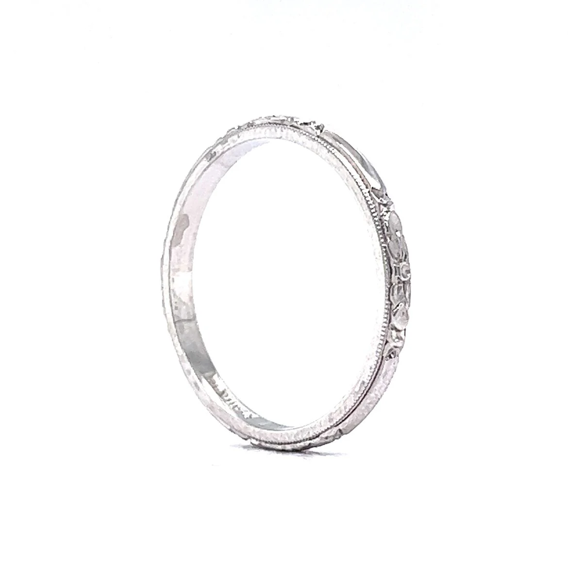 Antique Art Deco Orange Blossom Wedding Band in Platinum - Image 5