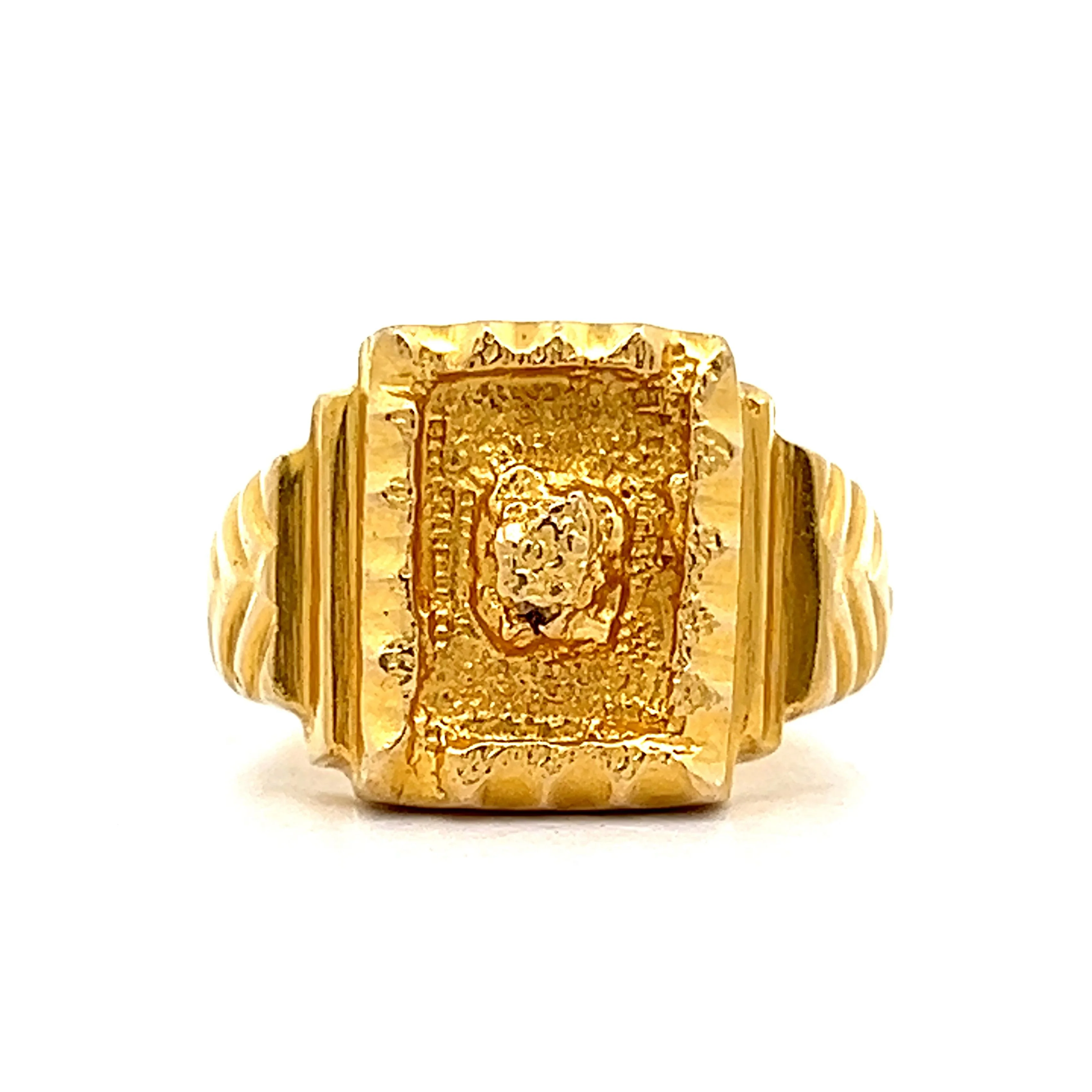 Postage Stamp Statement Ring in 14k Yellow Gold