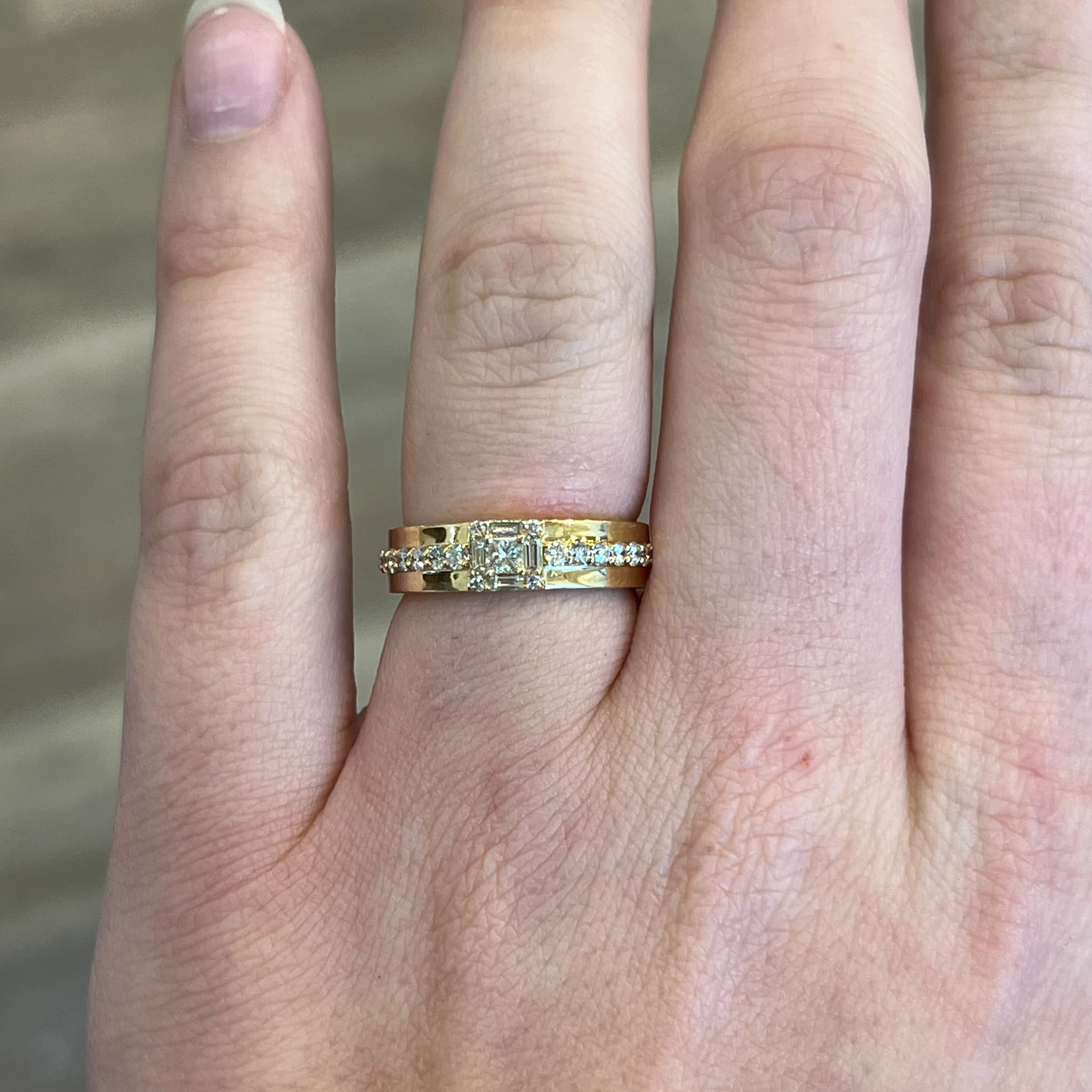 Princess Cut Diamond Stacking Ring in 18k Yellow Gold - Image 6