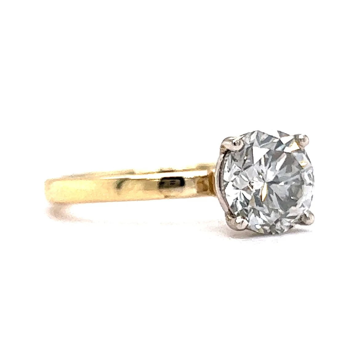 1.94 Round Brilliant Diamond Engagement Ring in 14k Yellow Gold - Image 3