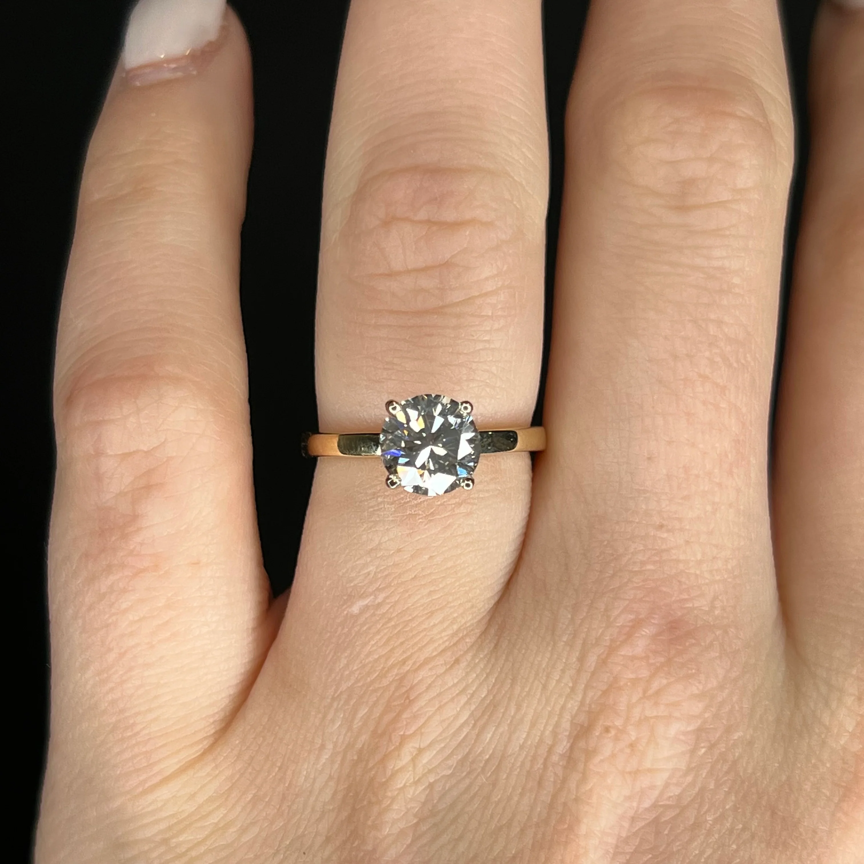 1.94 Round Brilliant Diamond Engagement Ring in 14k Yellow Gold - Image 6