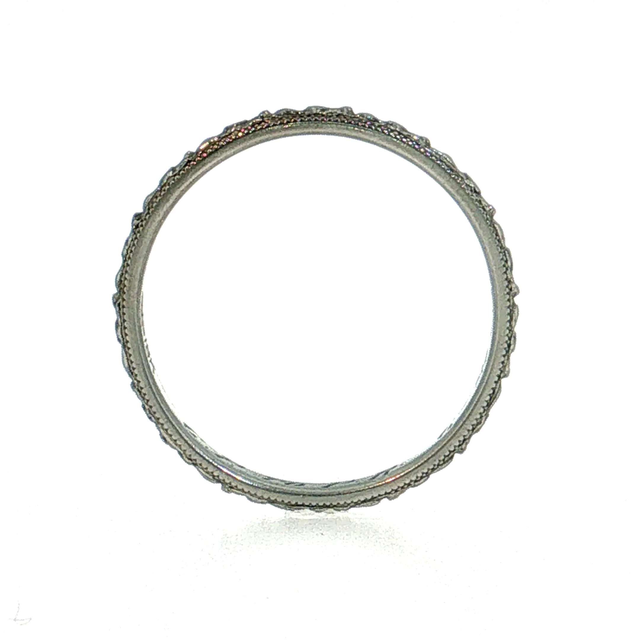 Antique Art Deco Men's Wedding Band 18k White Gold - Image 7