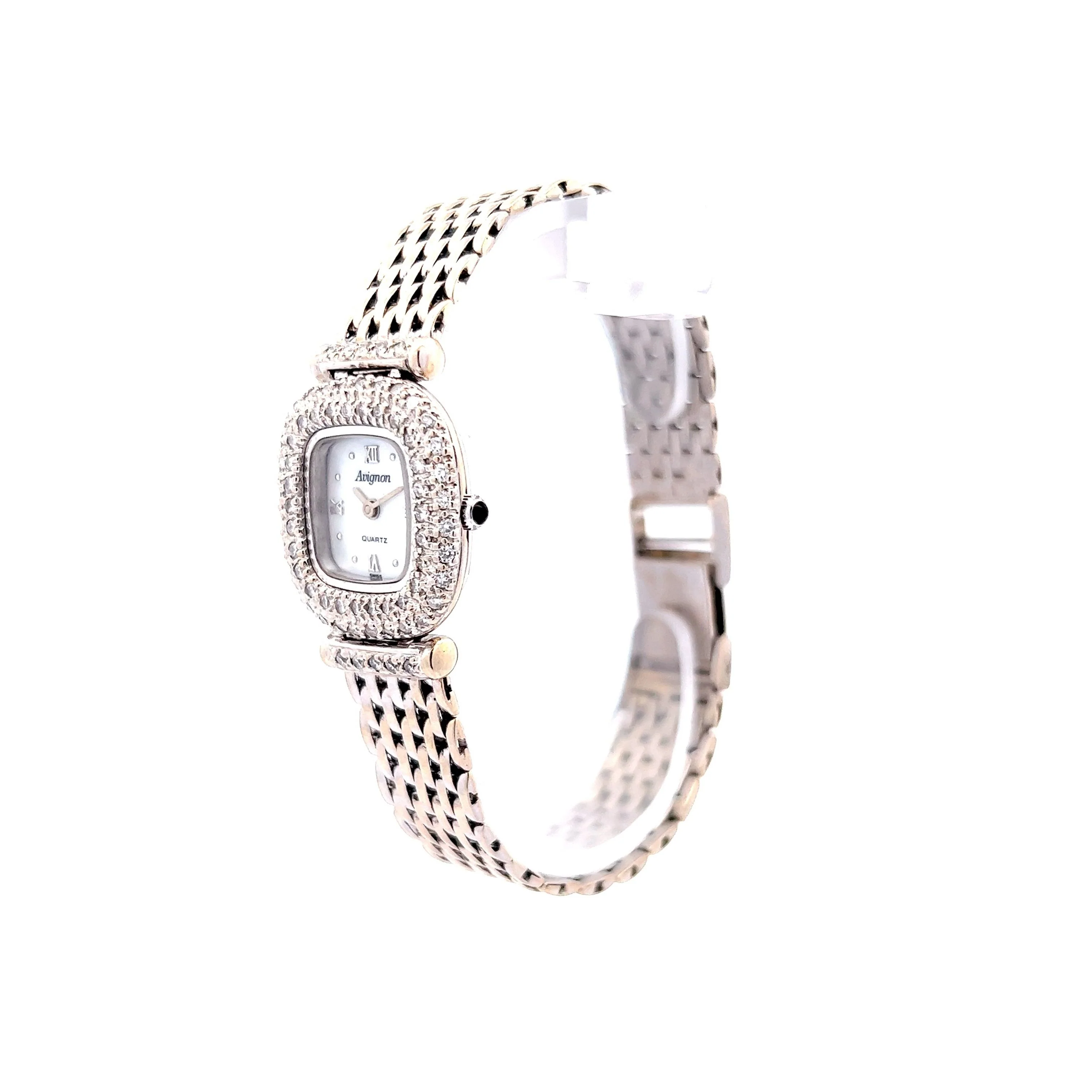 Avignon Mother of Pearl Diamond Watch in 14k White Gold - Image 2