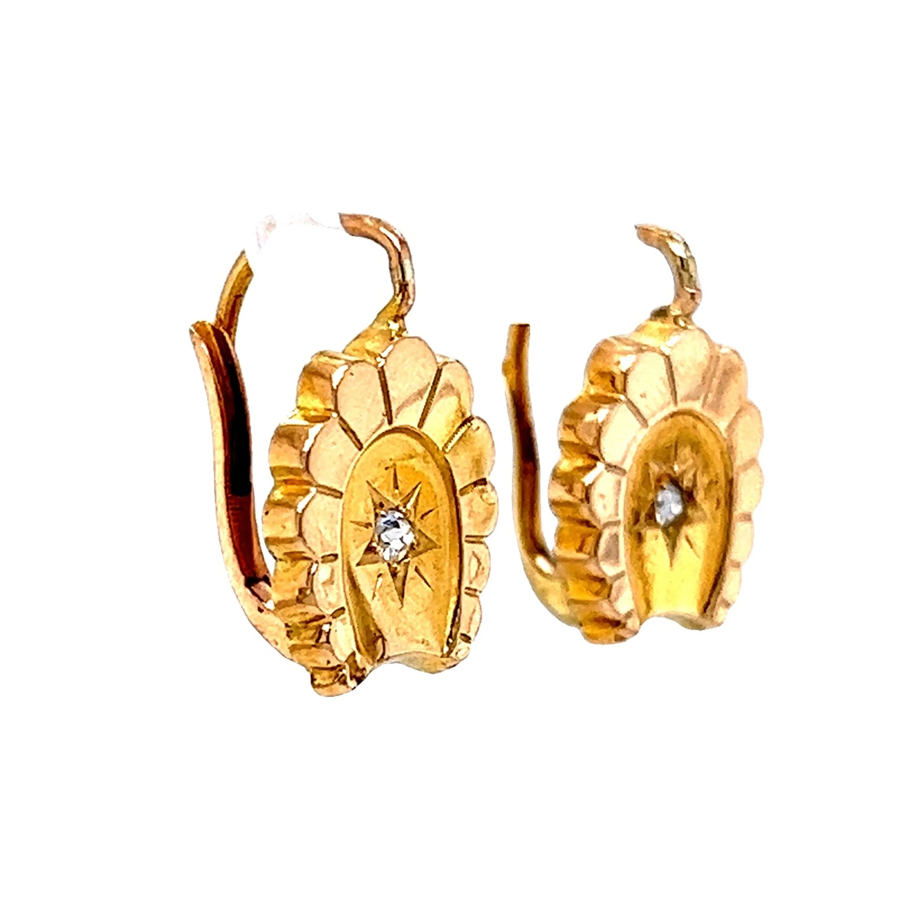 Victorian Inspired Diamond Drop Earrings in 14k Yellow Gold - Image 3
