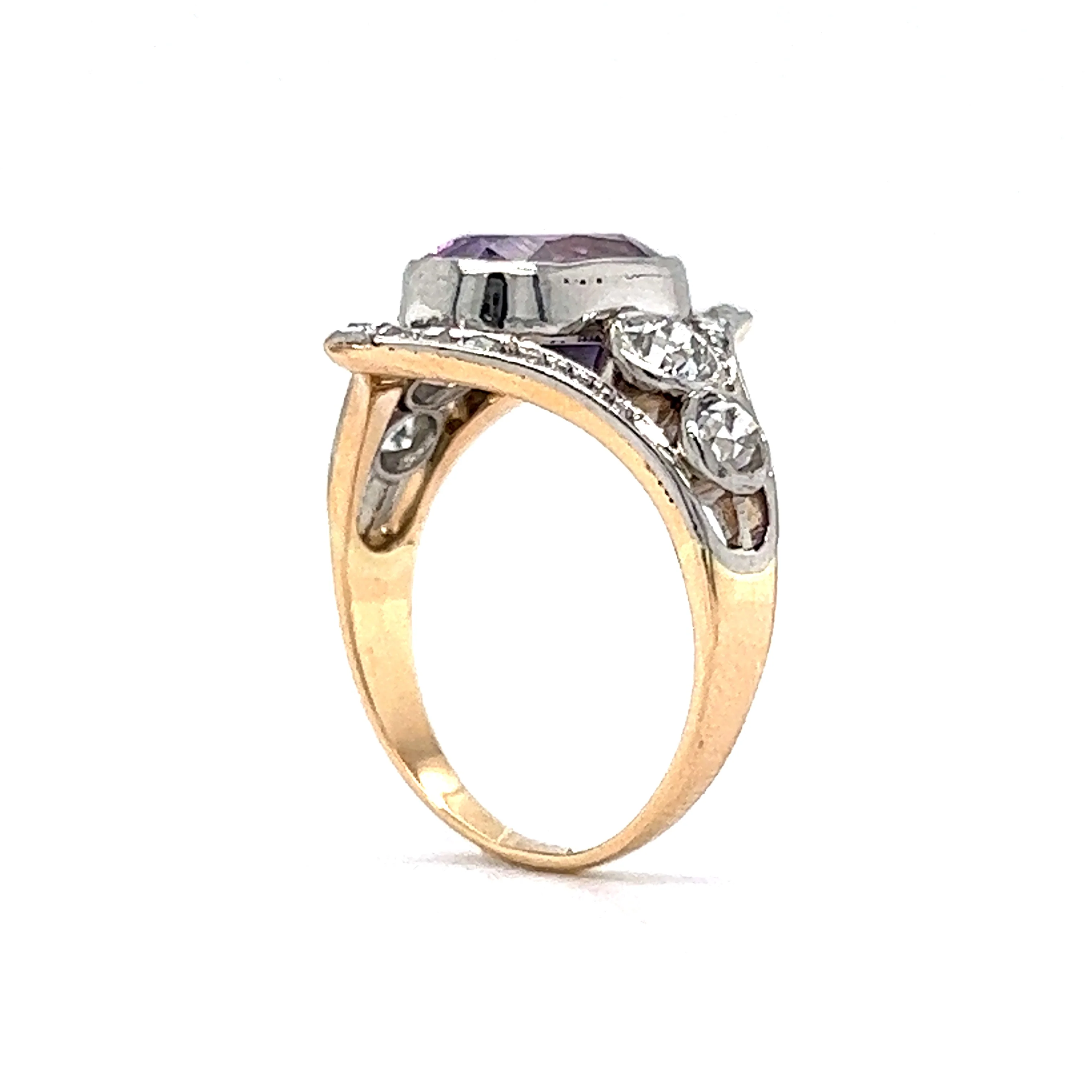 3.67 Vintage Edwardian Pink Sapphire & Diamond Right Hand Ring - Image 5