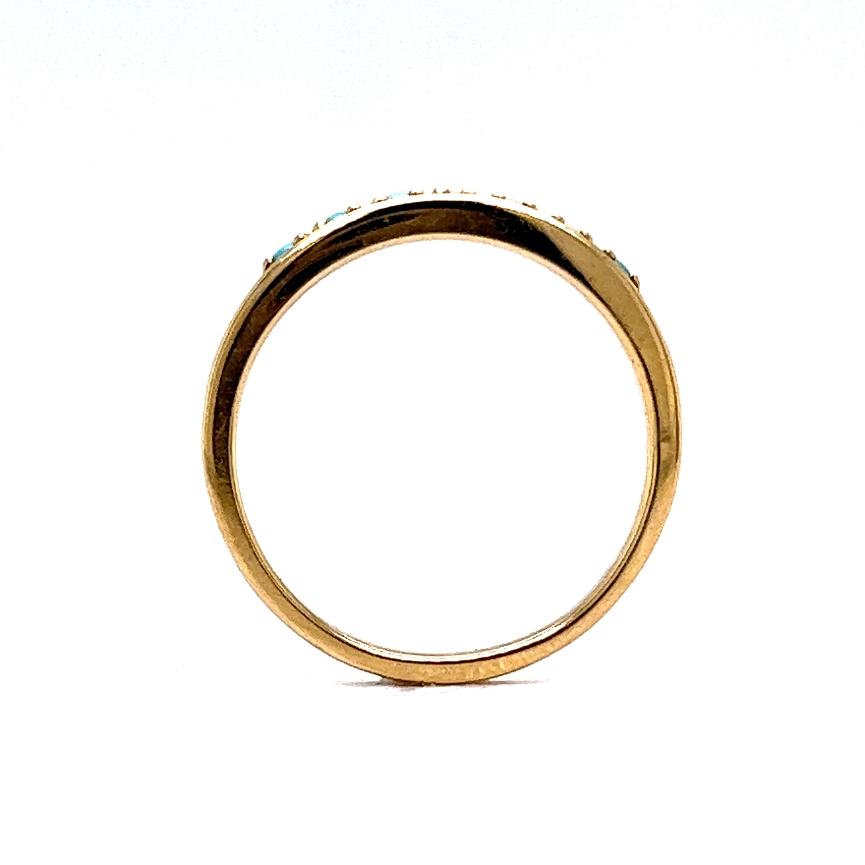 Diamond & Turquoise Stacking Ring in 14k Yellow Gold - Image 4