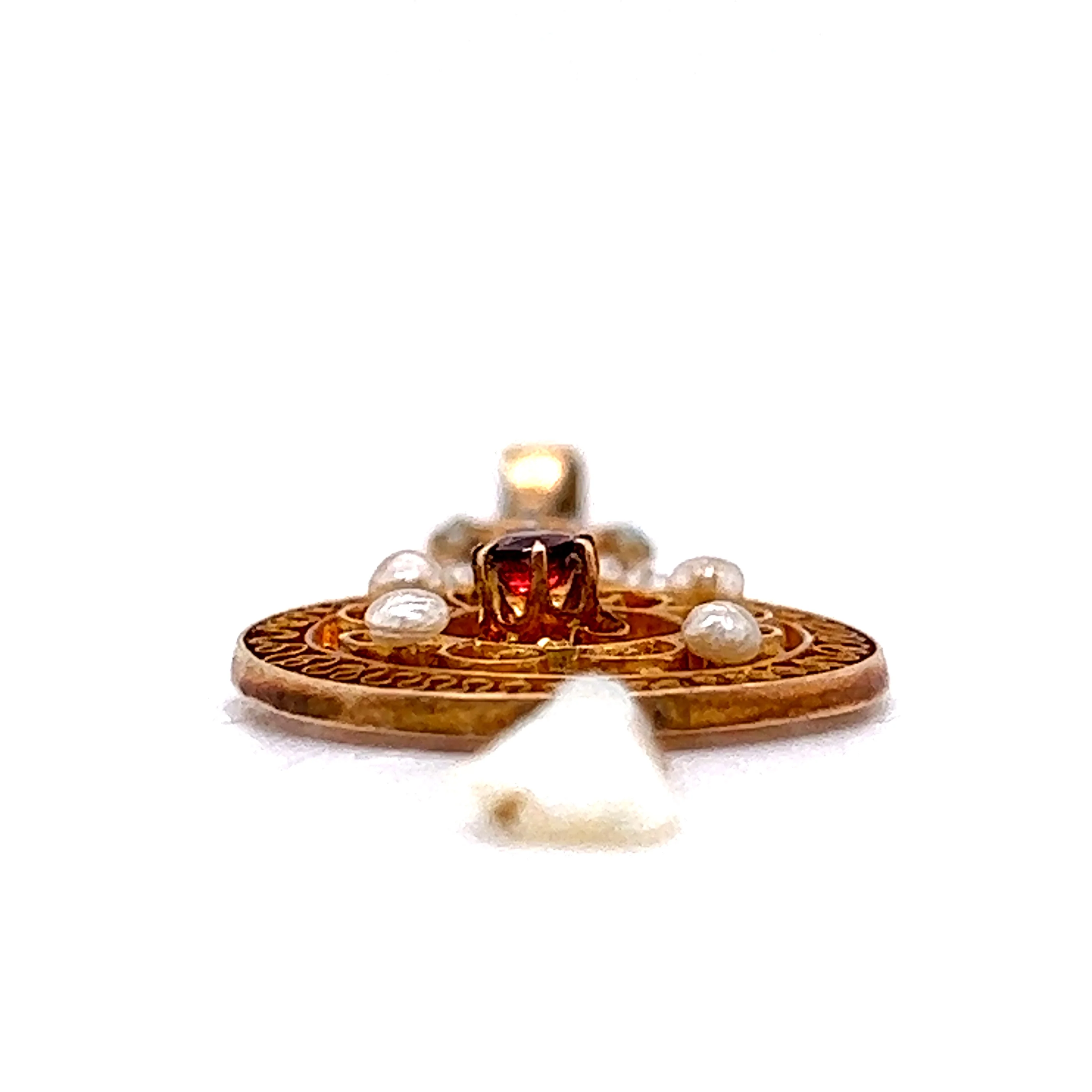 .10 Vintage Victorian Ruby & Pearl Pendant in 10k Yellow Gold - Image 2