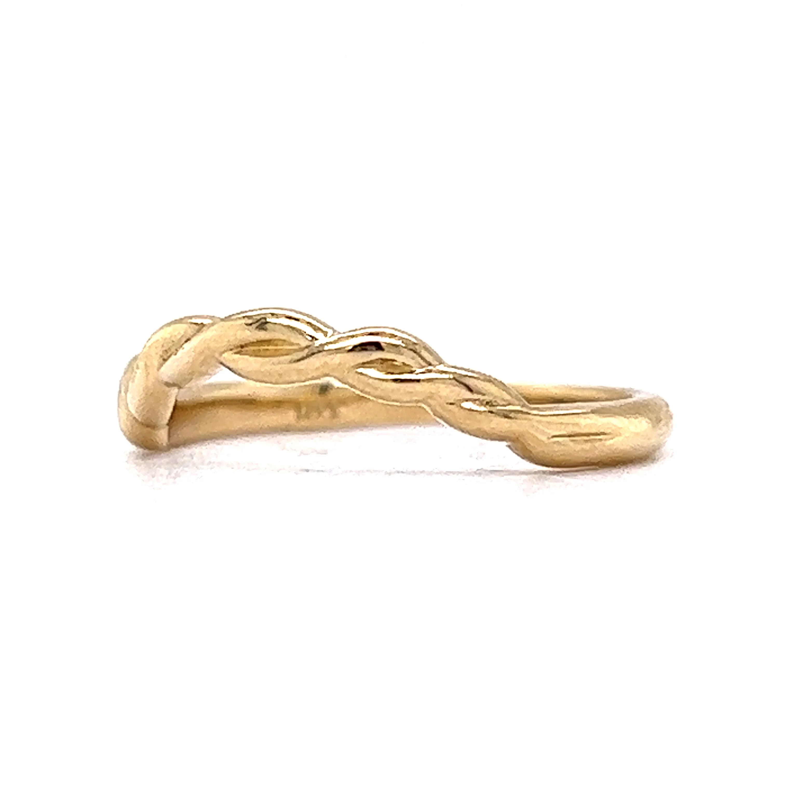 Curved braided Rope Style Wedding Band in 14k Yellow Gold - Image 2