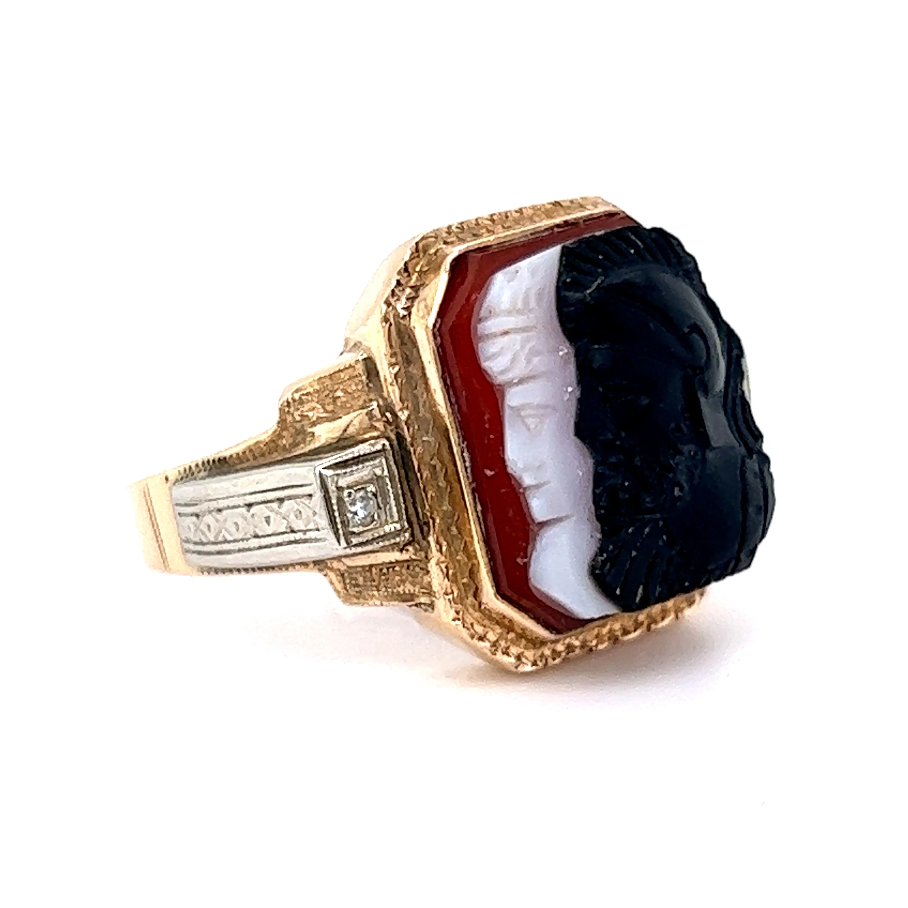 Vintage Mid-Century Agate Statement Ring in 14k Yellow Gold - Image 3