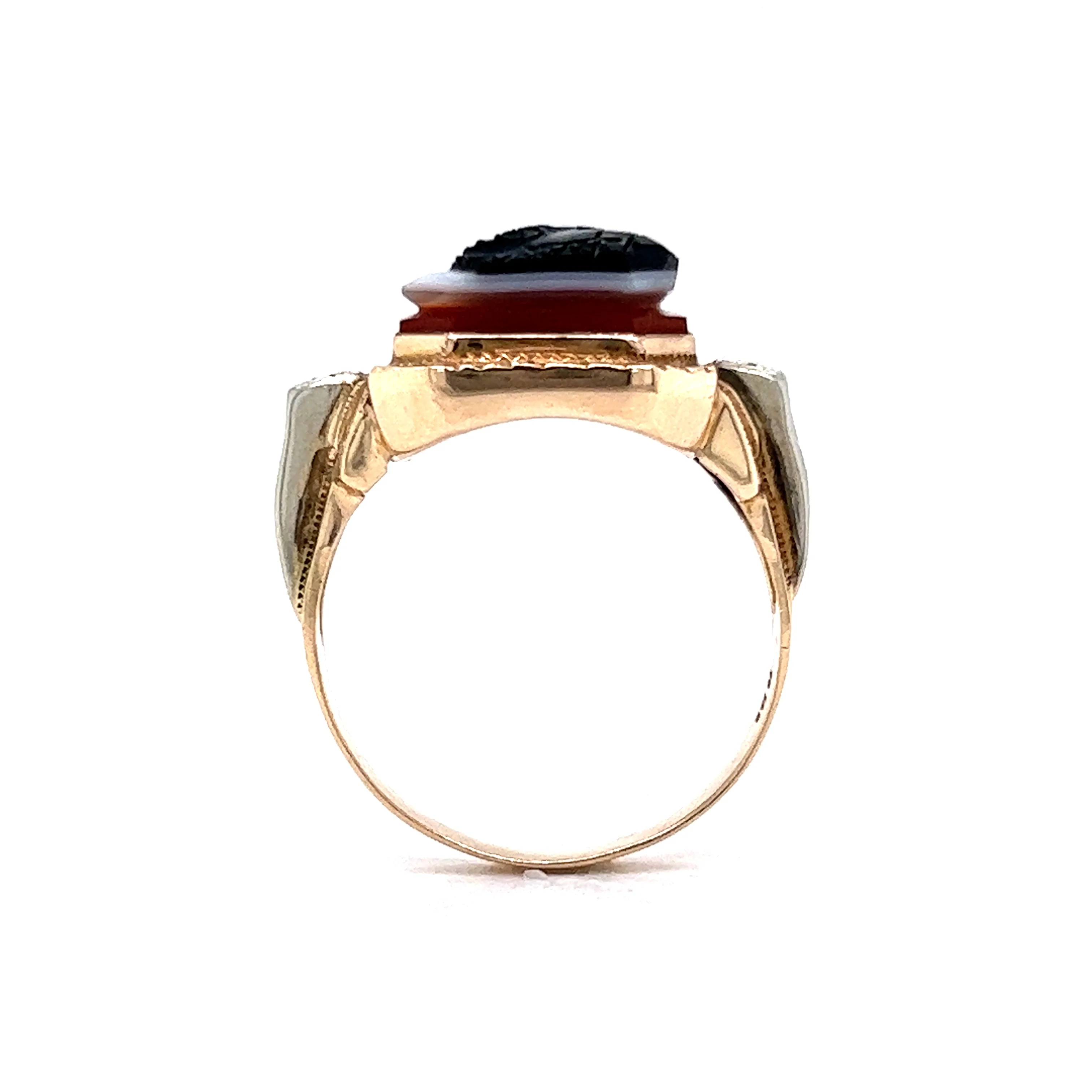Vintage Mid-Century Agate Statement Ring in 14k Yellow Gold - Image 4