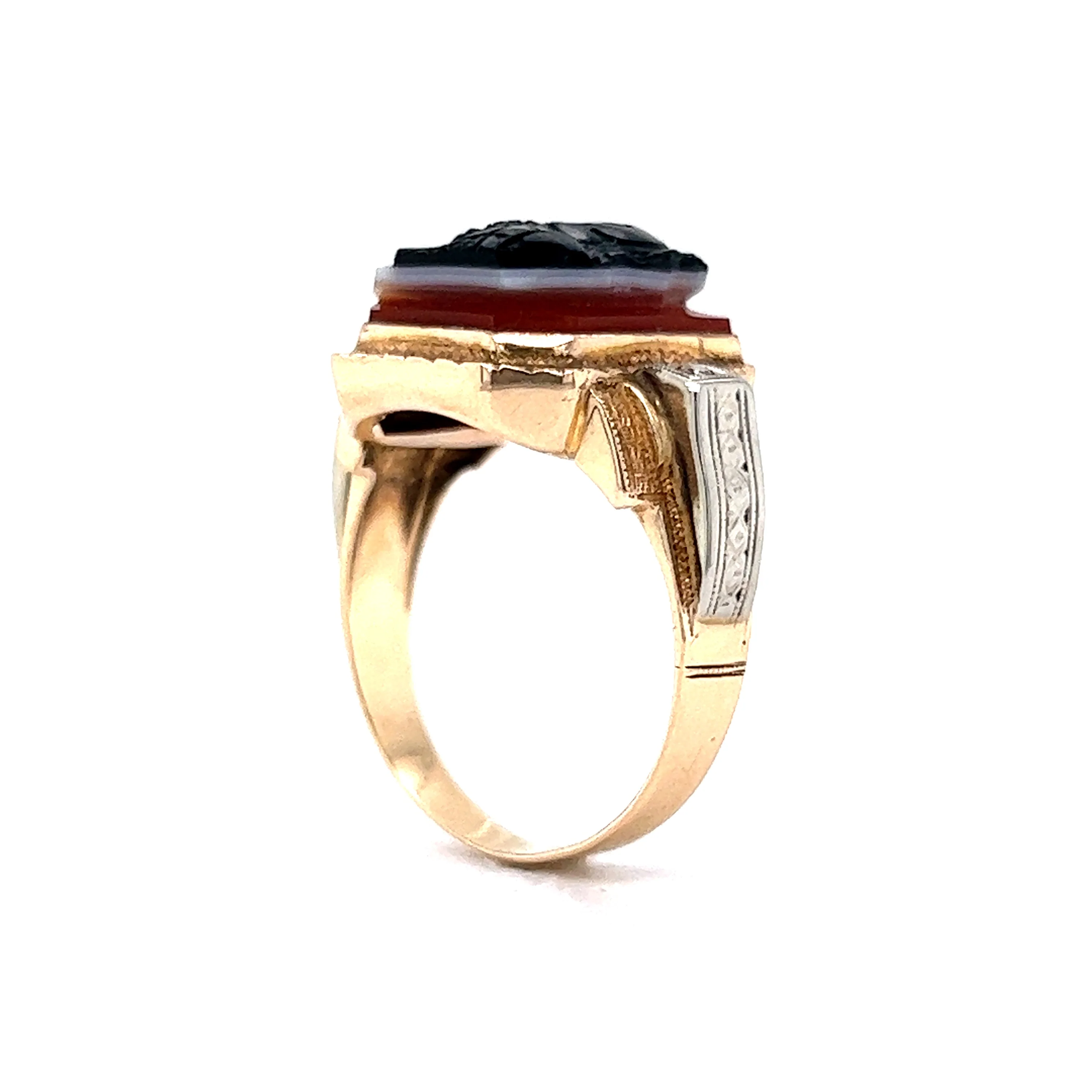 Vintage Mid-Century Agate Statement Ring in 14k Yellow Gold - Image 5