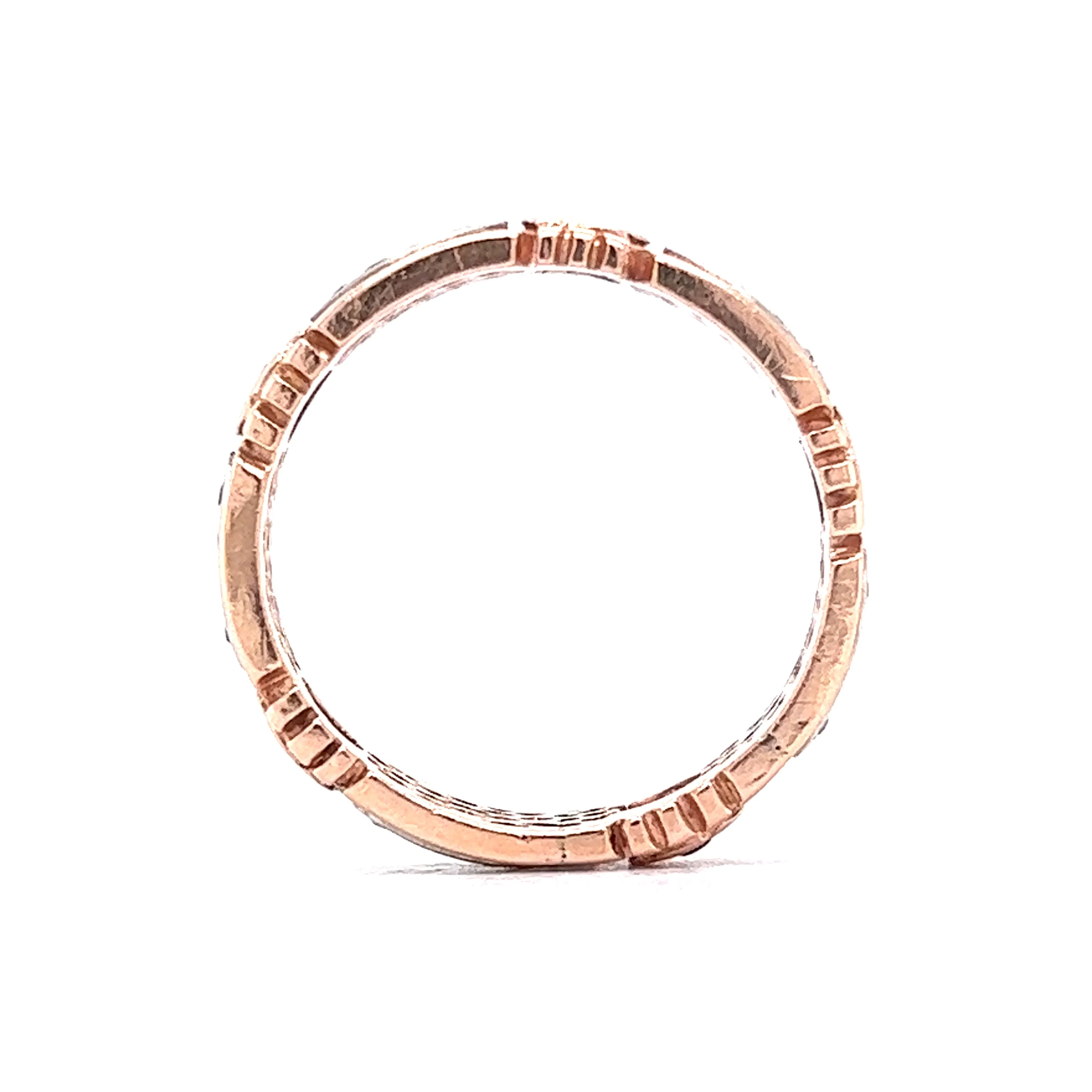 .30 Vintage Men's Wedding Band w/ Rubies & Diamonds in 14k Rose Gold - Image 4