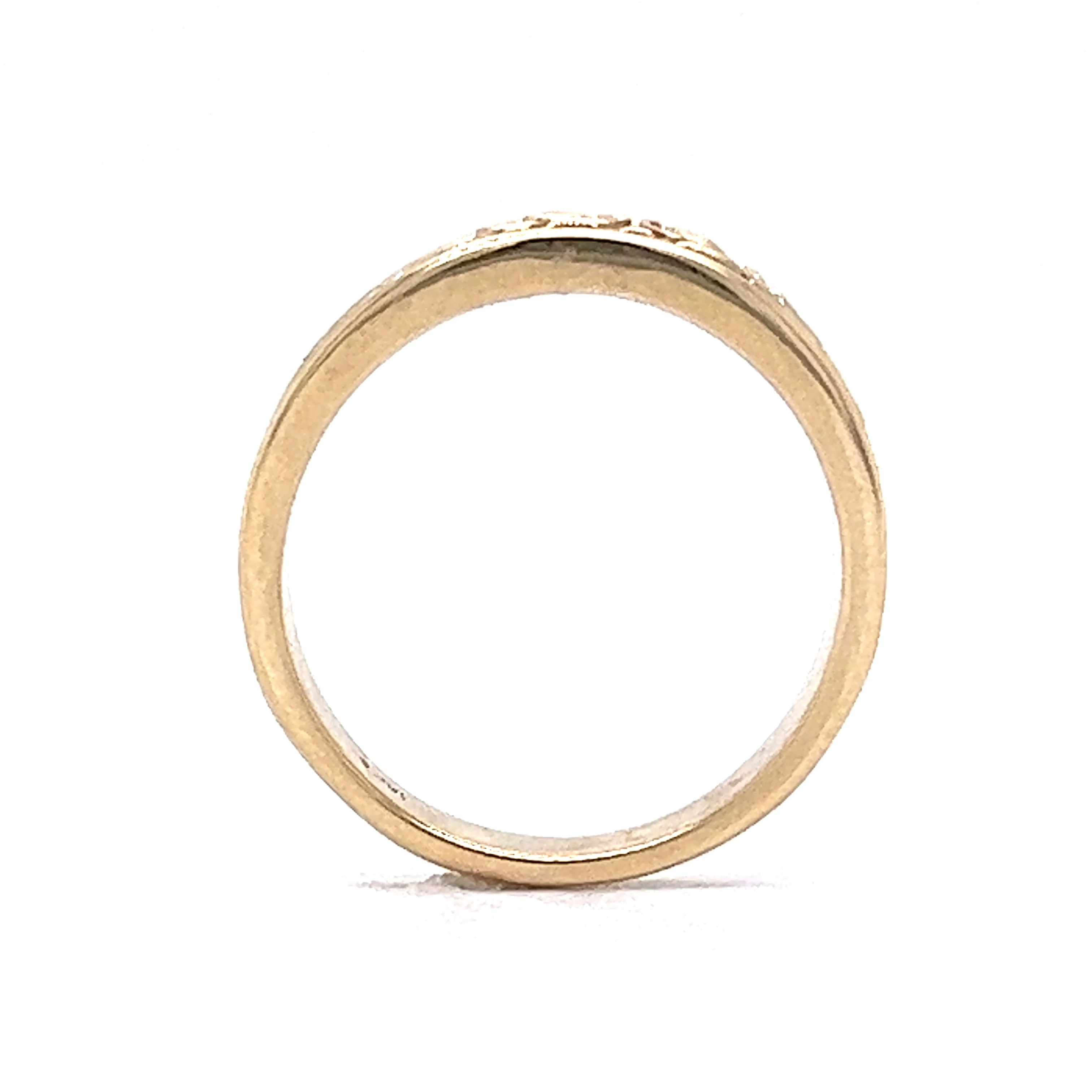 Vintage Style Wedding Band Floral Engraved in 14k Yellow Gold - Image 4
