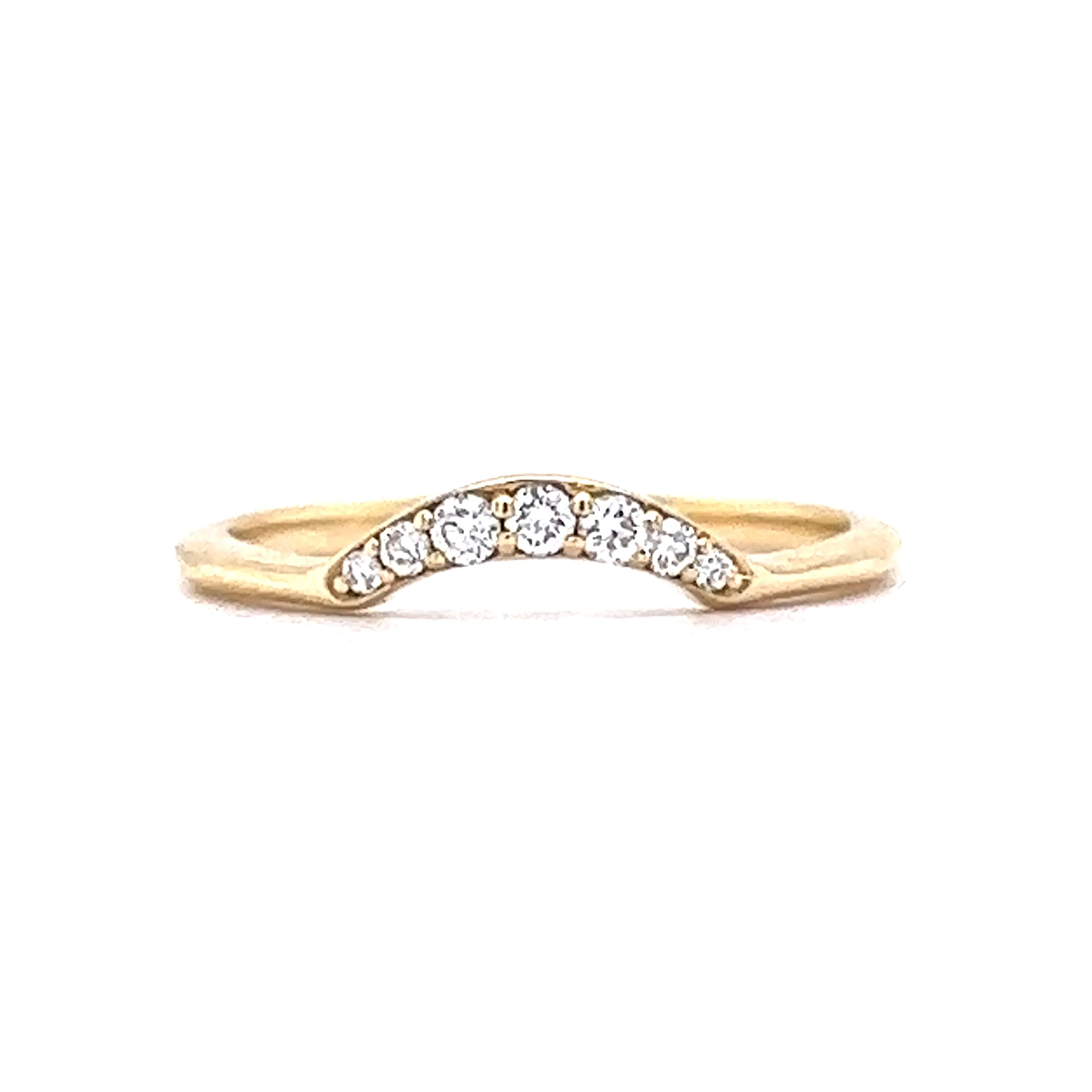 .06 Round Brilliant Diamond Curved Wedding Band in 14k Yellow Gold