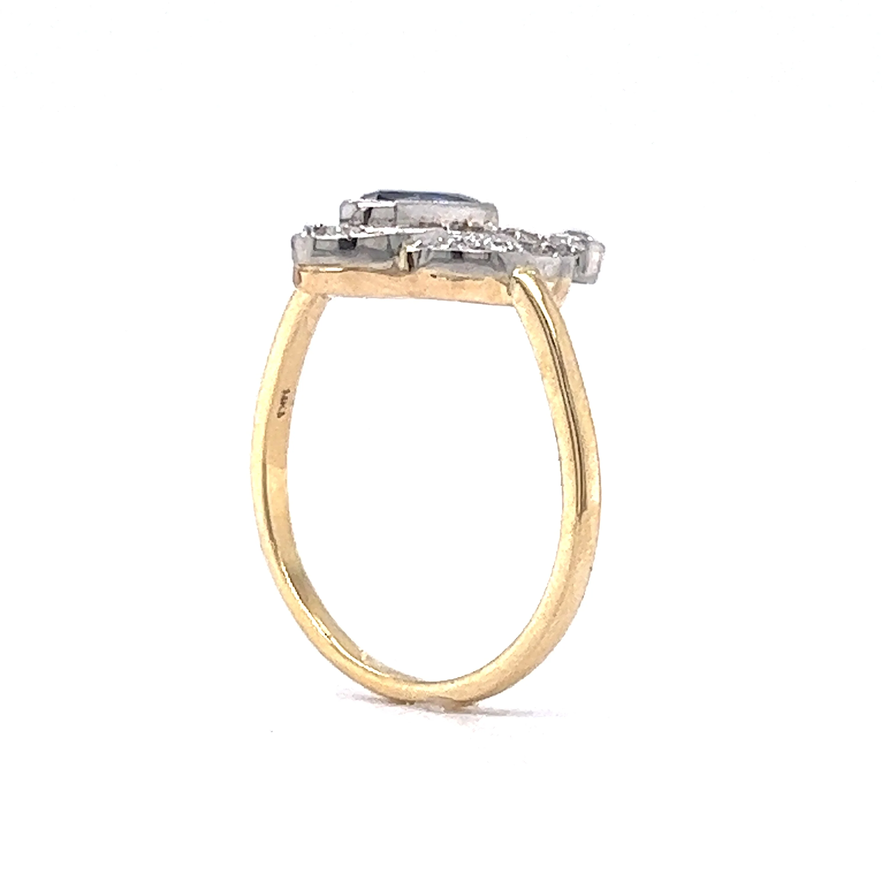 .53 Vintage Art Deco Sapphire & Diamond Right Hand Ring in 14k Gold - Image 5