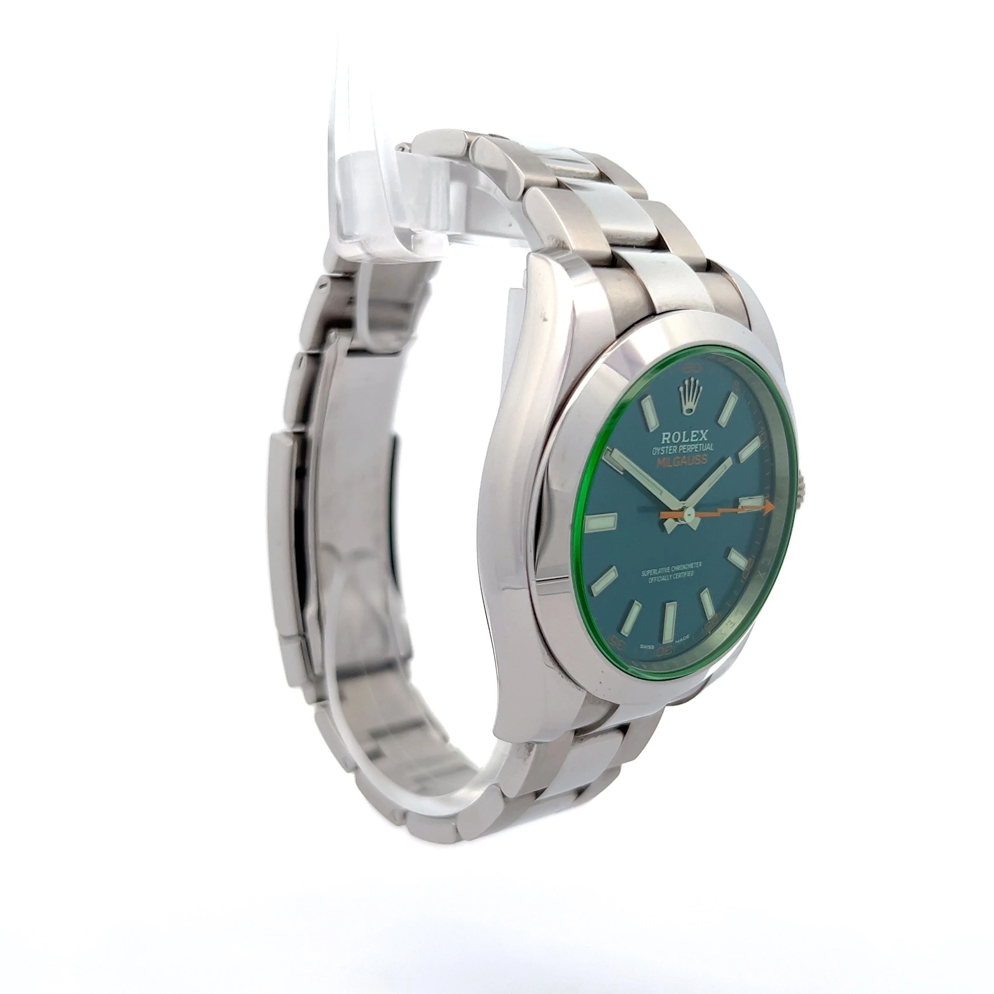 Rolex Milgauss Green Cystal Blue Dial Ref 116400GV in Stainless Steel - Image 3