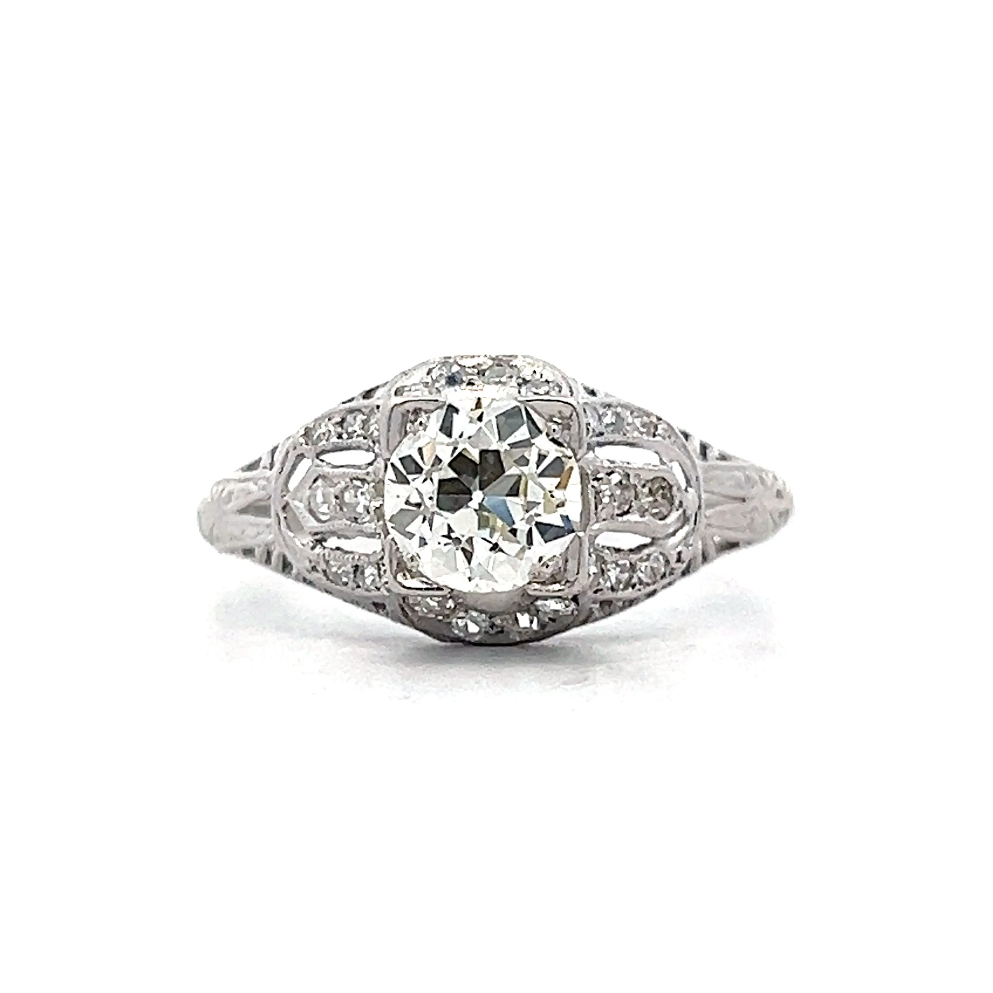 1.30 Vintage Deco Diamond Engagement Ring in Platinum