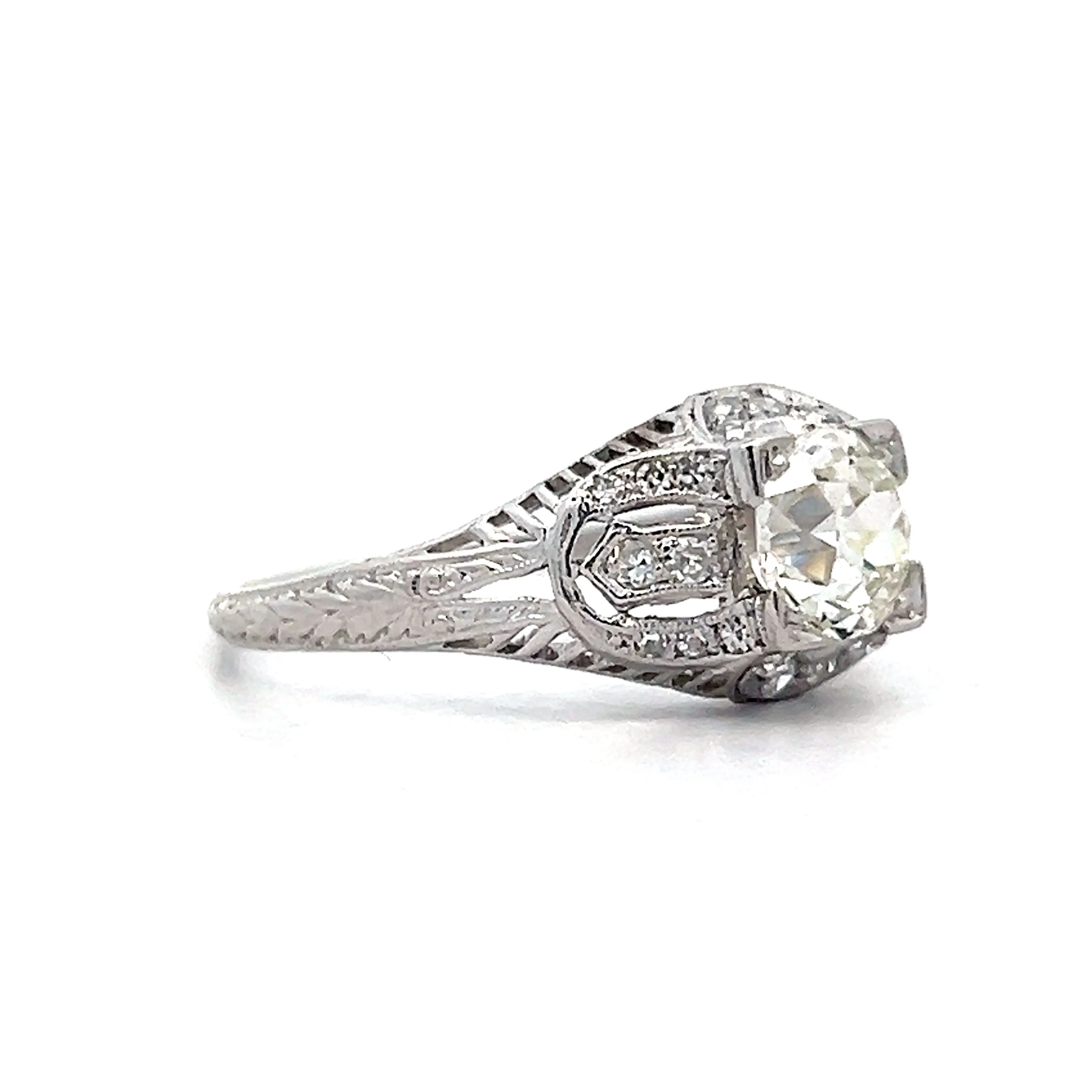 1.30 Vintage Deco Diamond Engagement Ring in Platinum - Image 3