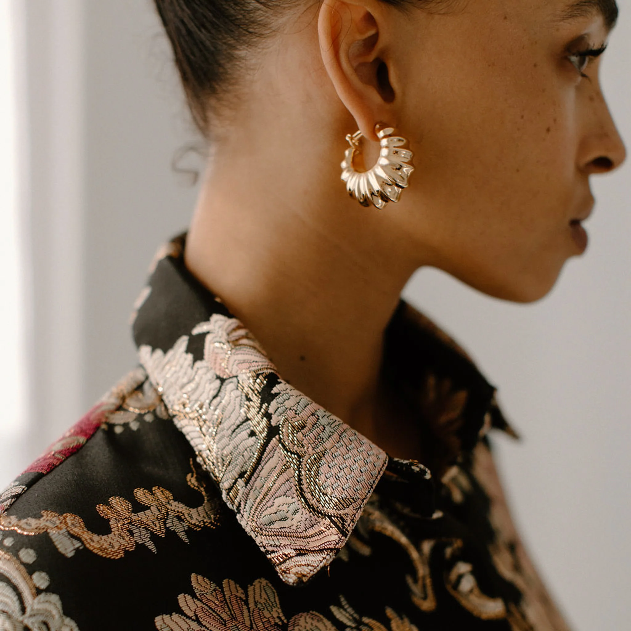 Filigree Jewelers x Eleanor Leftwich Scalloped Hoop Earrings - Image 7