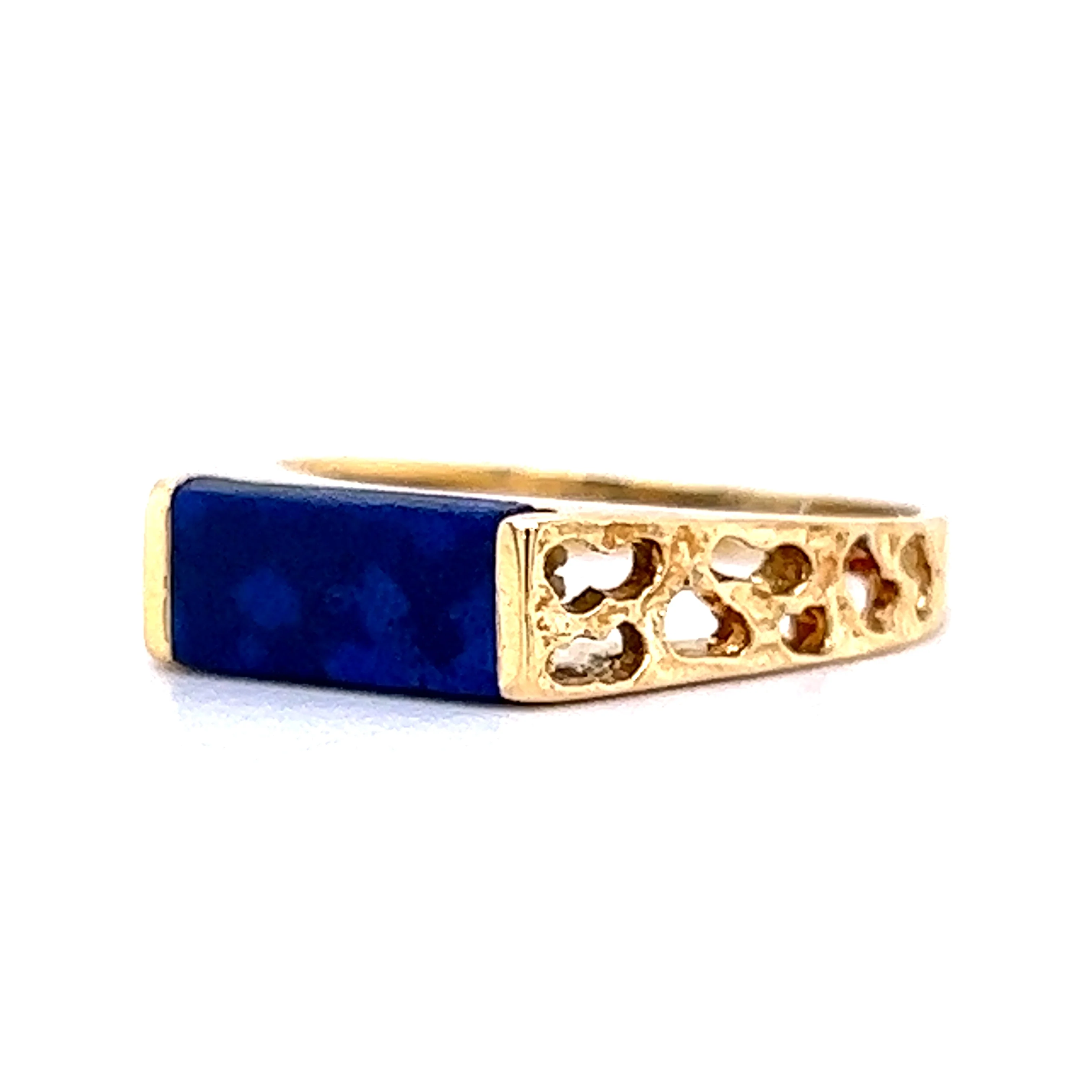 Mid-Century Lapis Ring with Organic Texture in 18k Yellow Gold - Image 2
