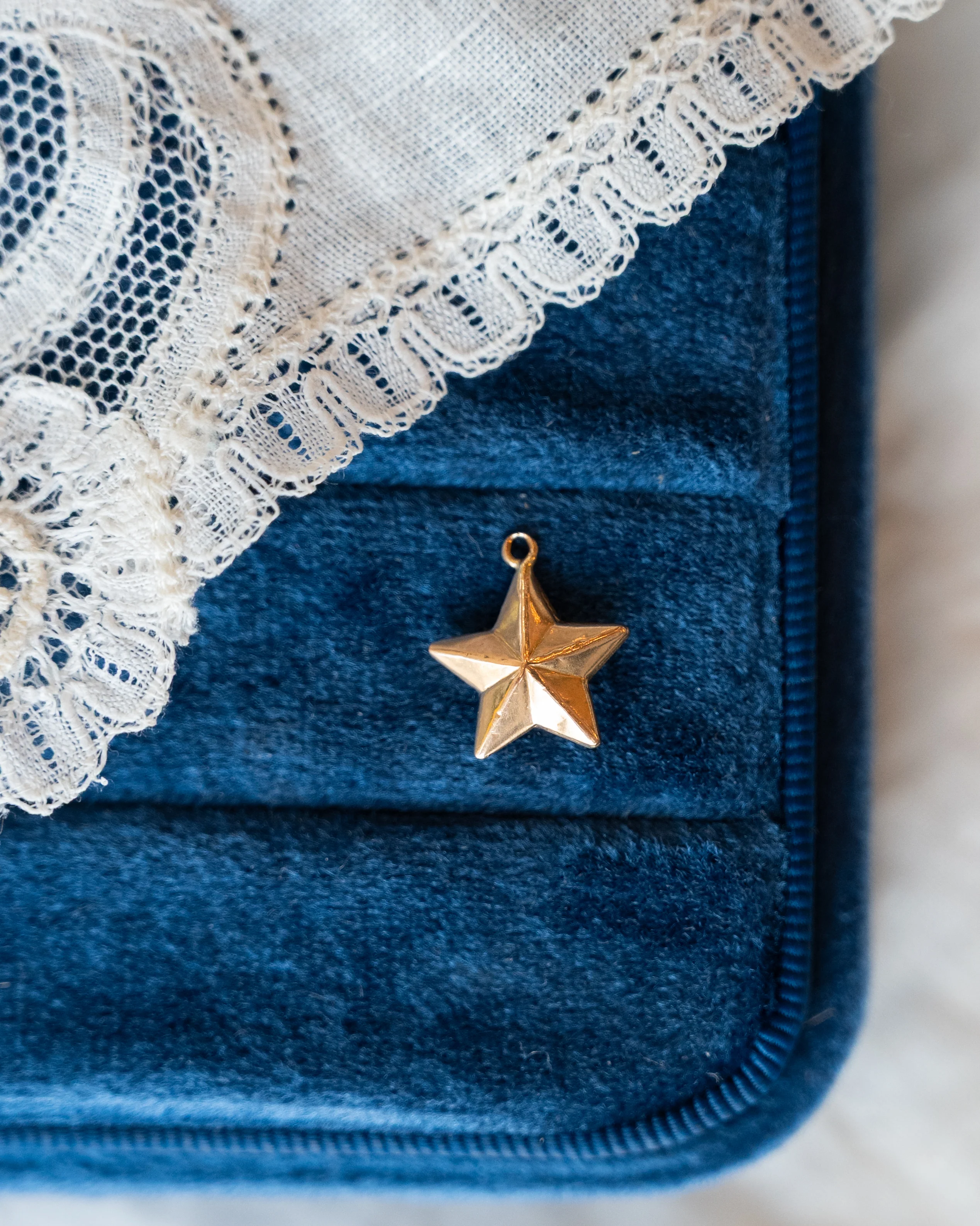 Puffy Star Charm 14k Yellow Gold - Image 3