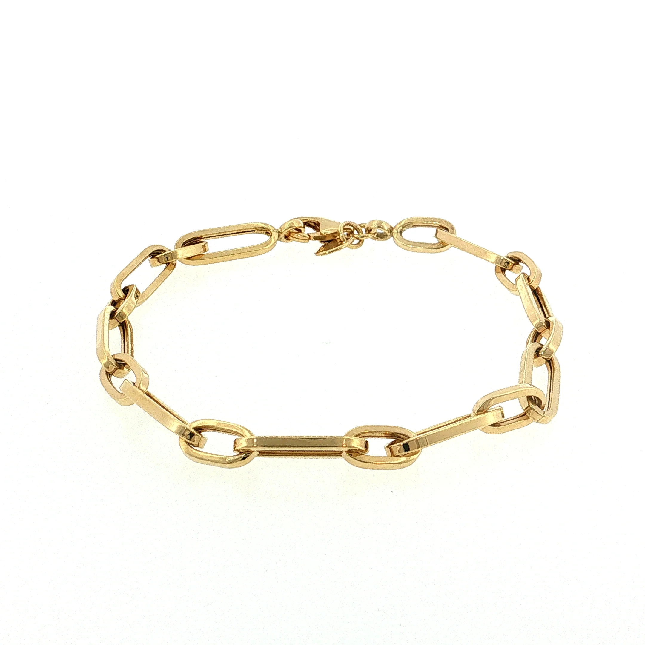 Paperclip Chain Bracelet 14k Yellow Gold