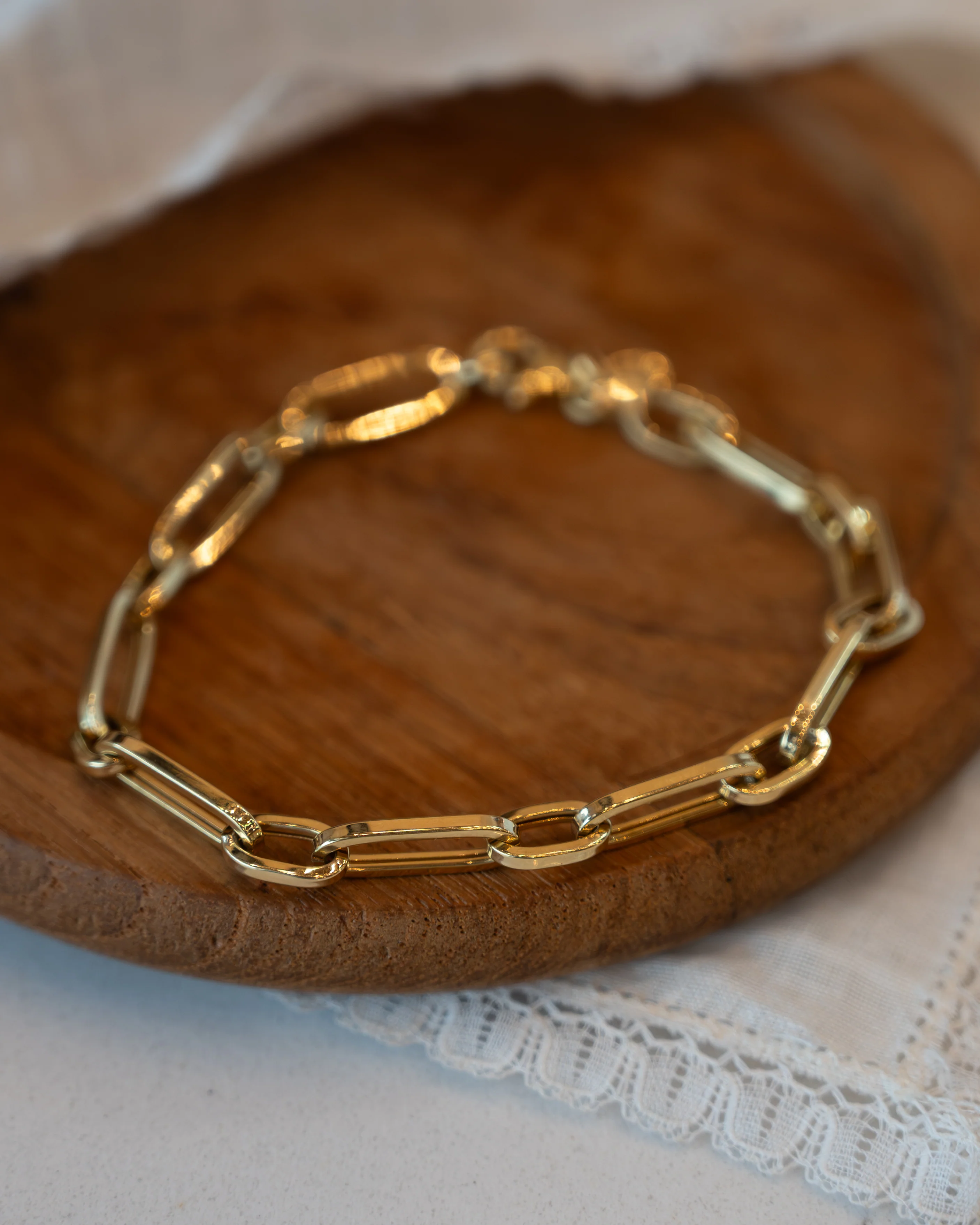 Paperclip Chain Bracelet 14k Yellow Gold - Image 5