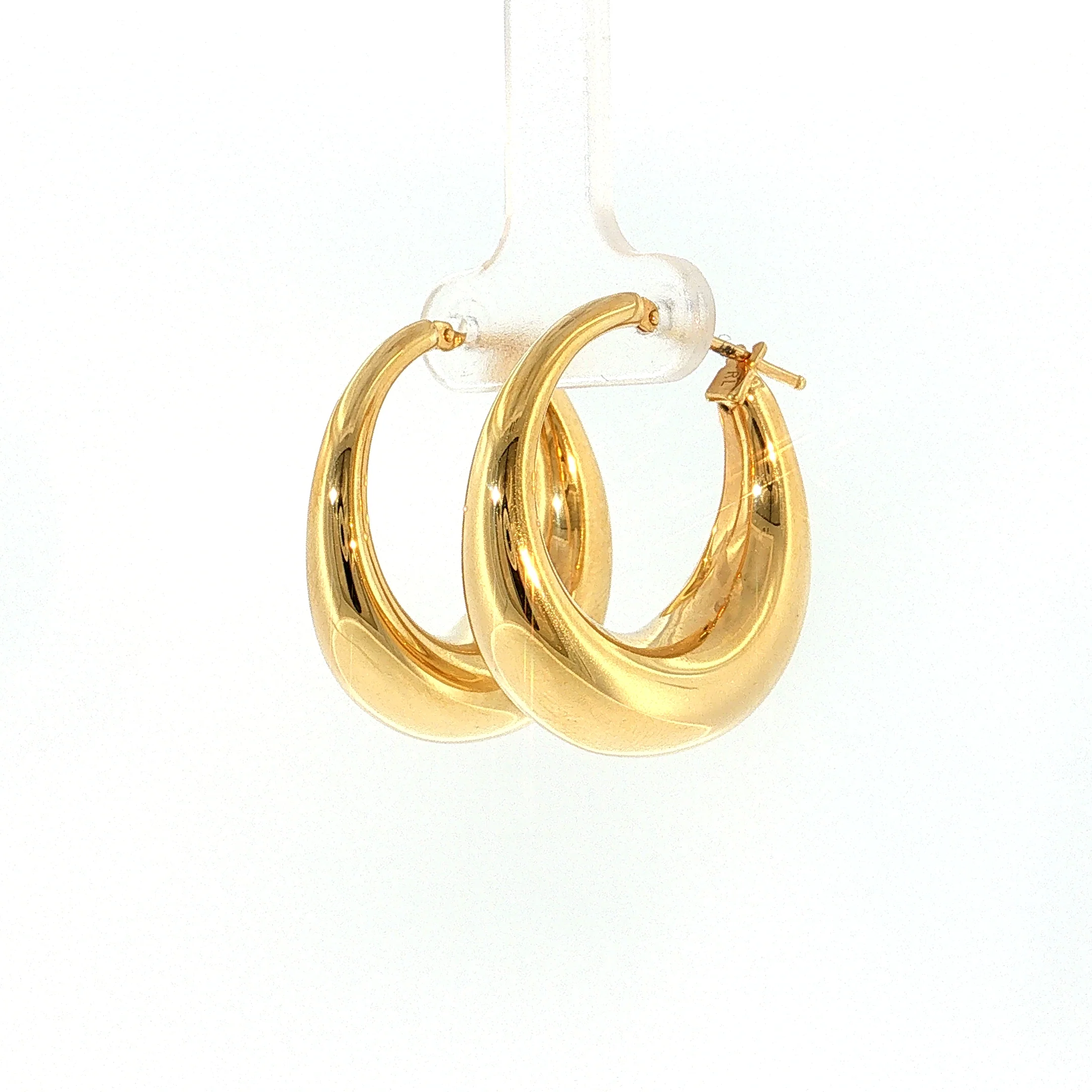 Tapered Hoop Earrings 14k Yellow Gold - Image 2