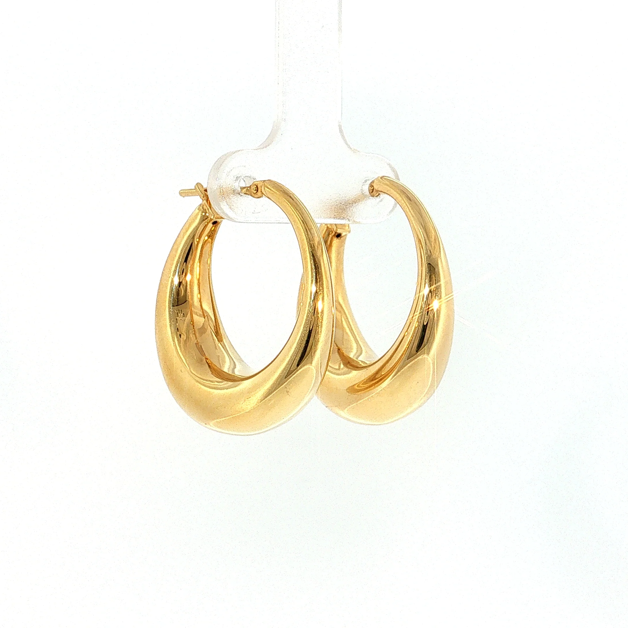 Tapered Hoop Earrings 14k Yellow Gold - Image 3
