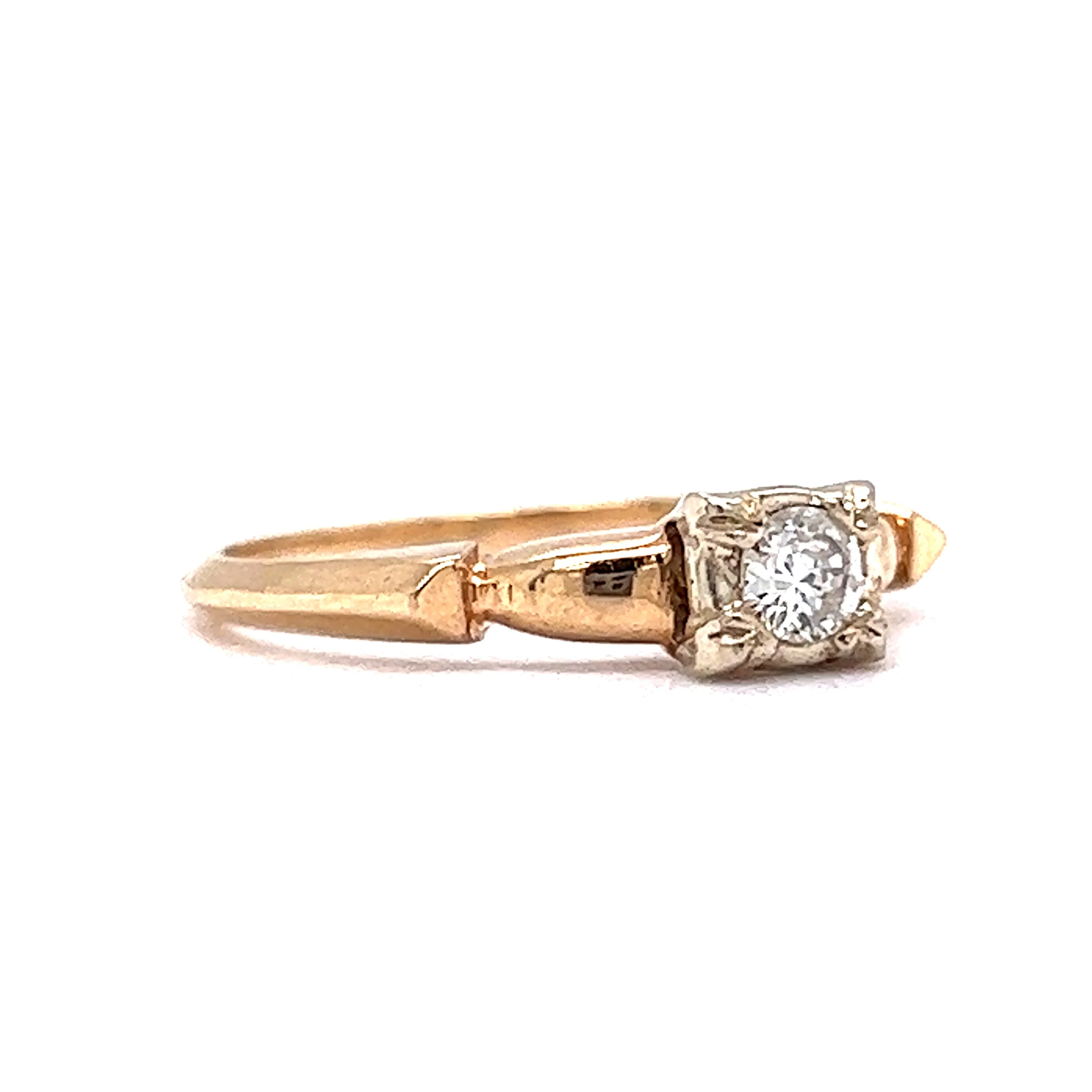 .15 Retro Two-Tone Diamond Engagement Ring in 14k/18k Gold - Image 3