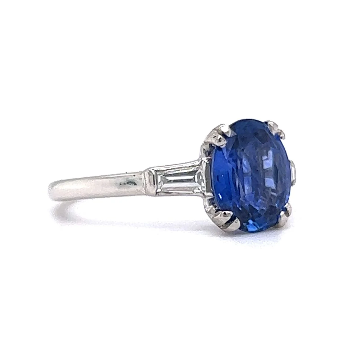 2.18 Blue Sapphire & Diamond Engagement Ring in Platinum - Image 3