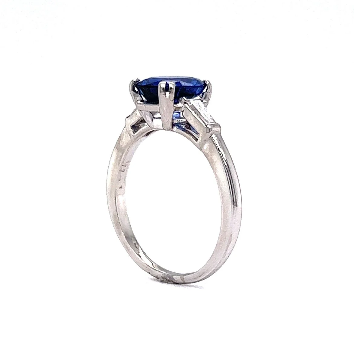 2.18 Blue Sapphire & Diamond Engagement Ring in Platinum - Image 5