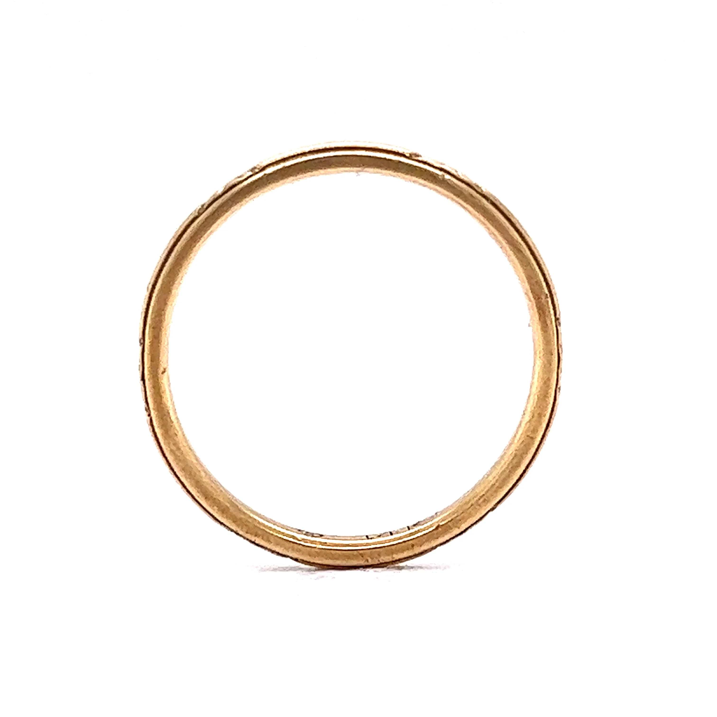 Men's Art Deco Thin Engraved Wedding Band in 14k Yellow Gold - Image 4