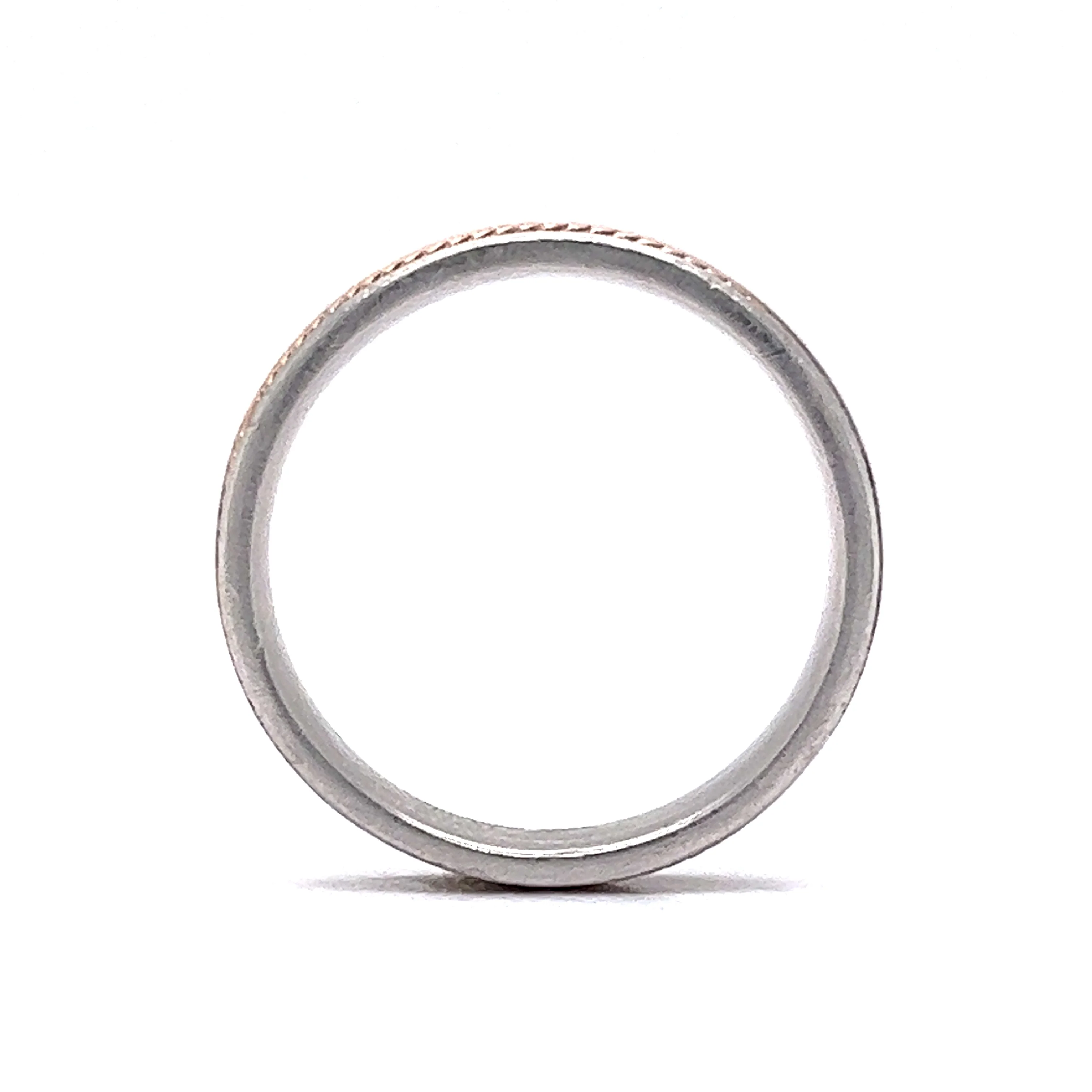 Men's Rope Textured Gold Inlay Wedding Band in Platinum & 14k - Image 4