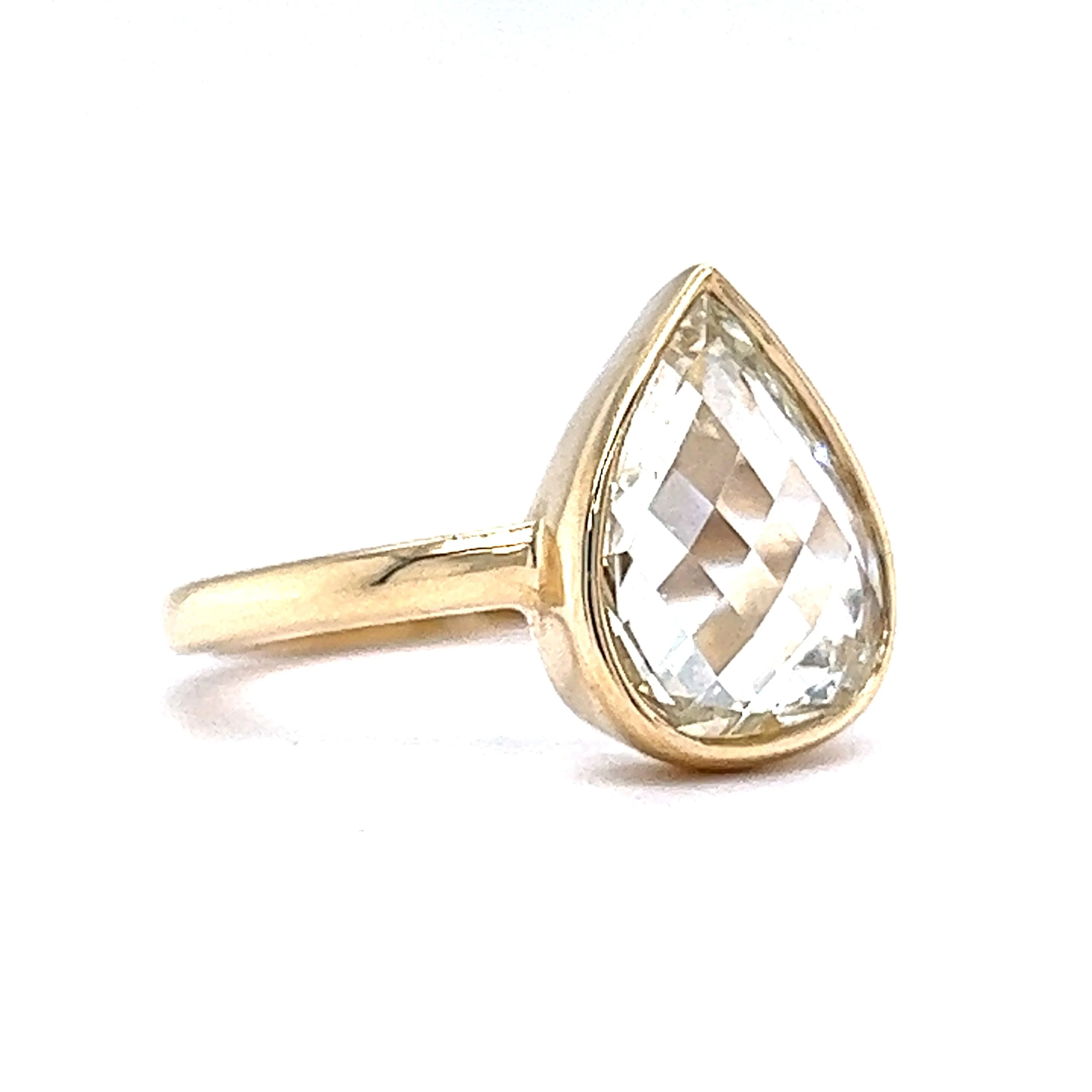 2.63 Pear Shaped Rose Cut Diamond Engagement Ring in 14k Yellow gold - Image 3