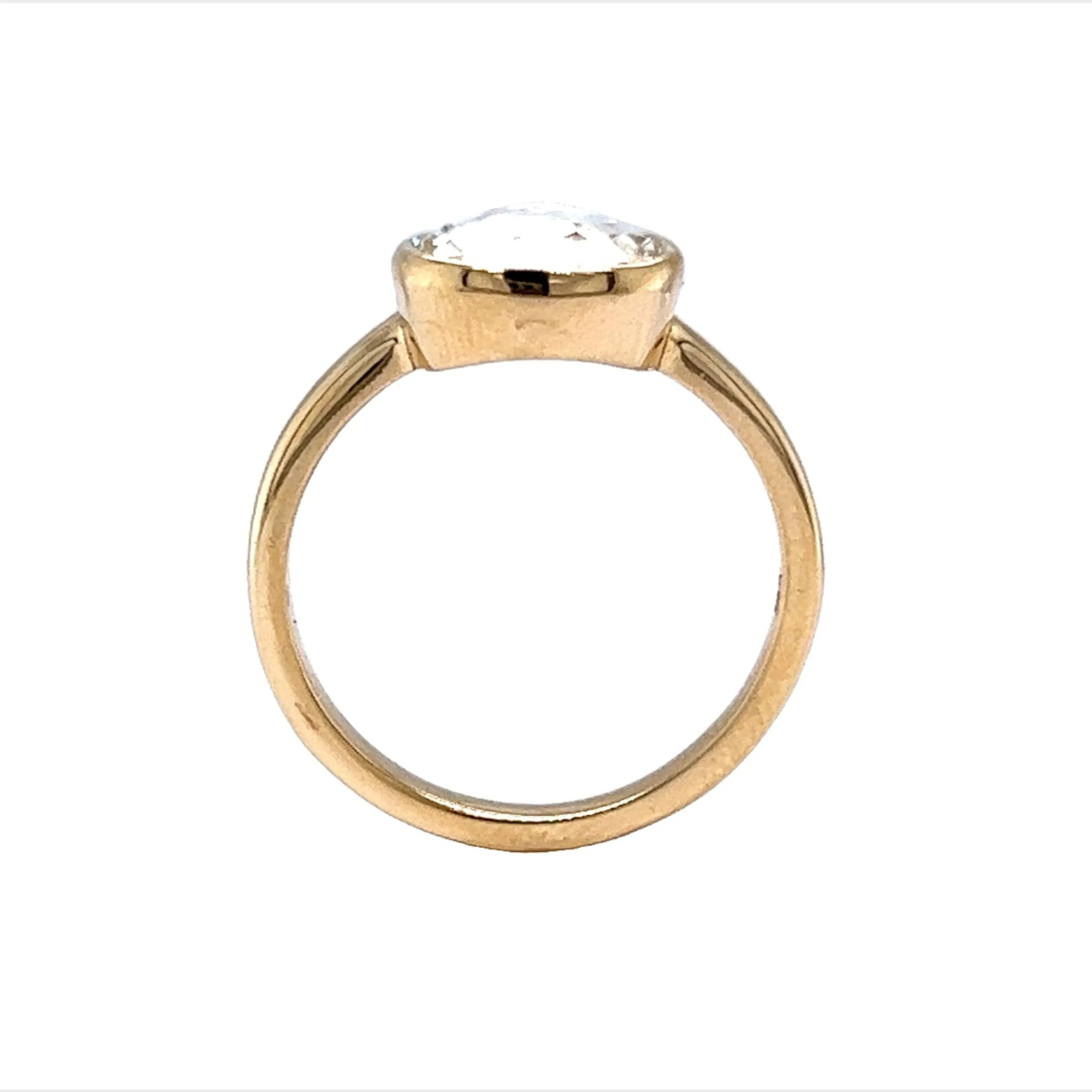 2.63 Pear Shaped Rose Cut Diamond Engagement Ring in 14k Yellow gold - Image 4