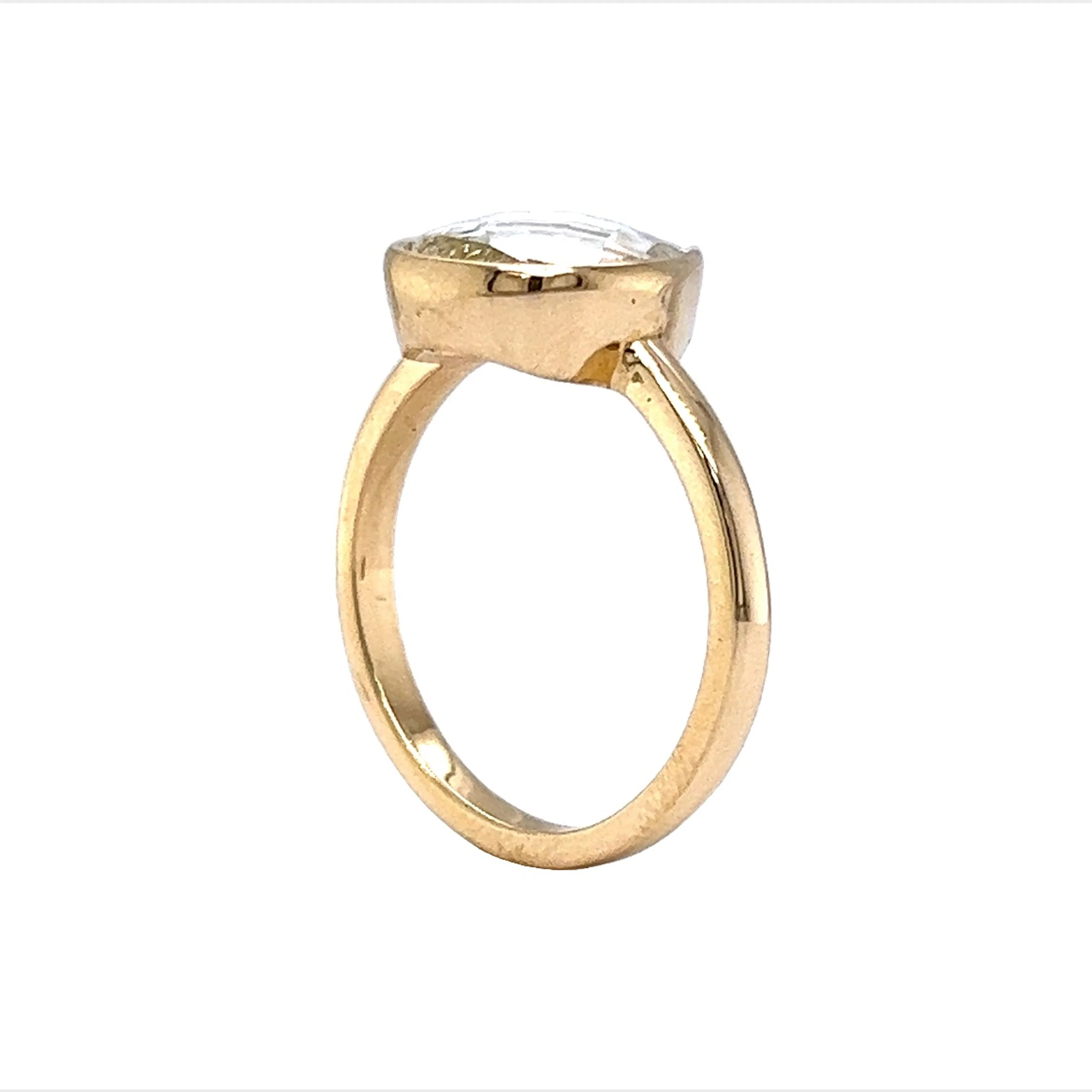 2.63 Pear Shaped Rose Cut Diamond Engagement Ring in 14k Yellow gold - Image 5