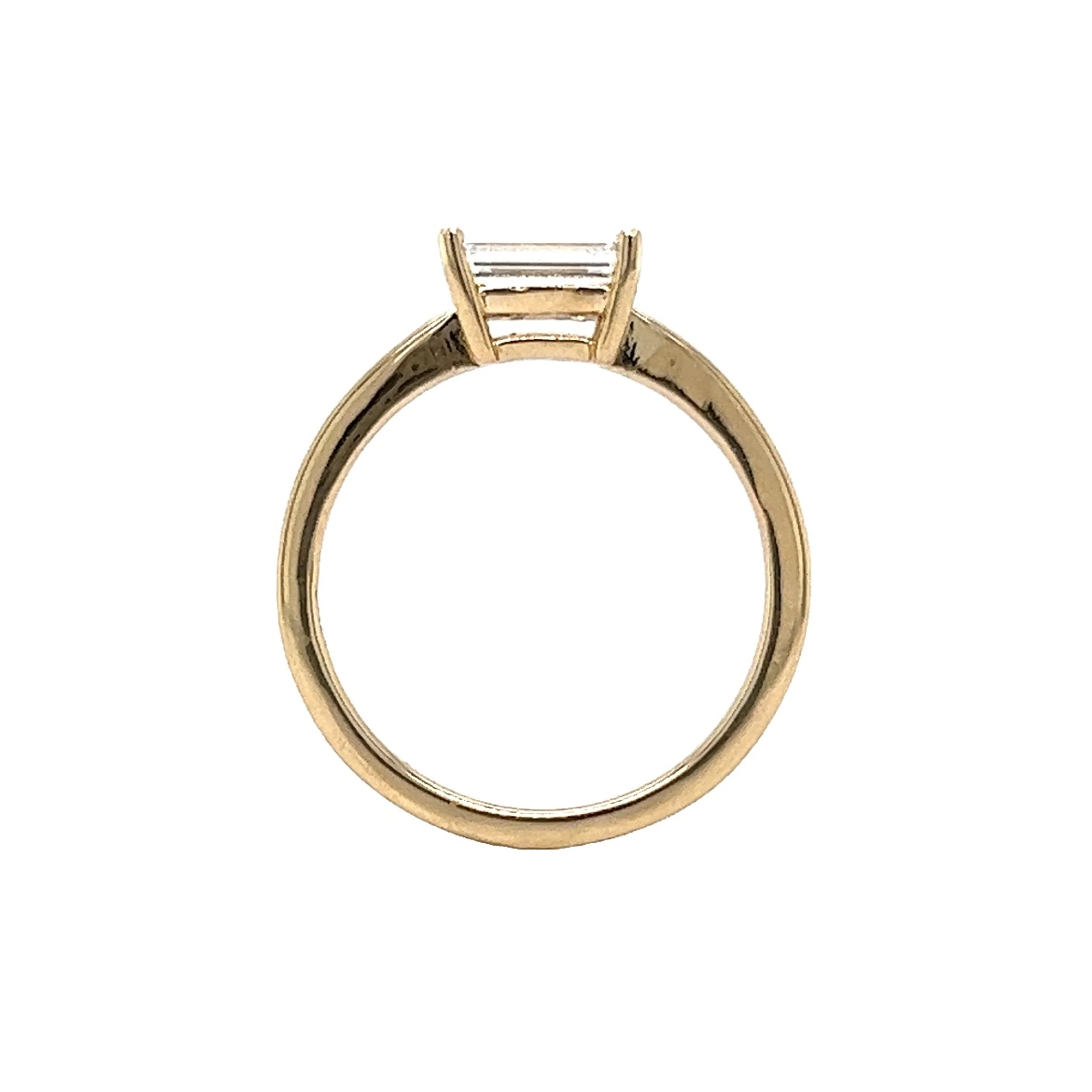 1.00 East/West Emerald Cut Diamond Engagement Ring in 14k Yellow Gold - Image 4