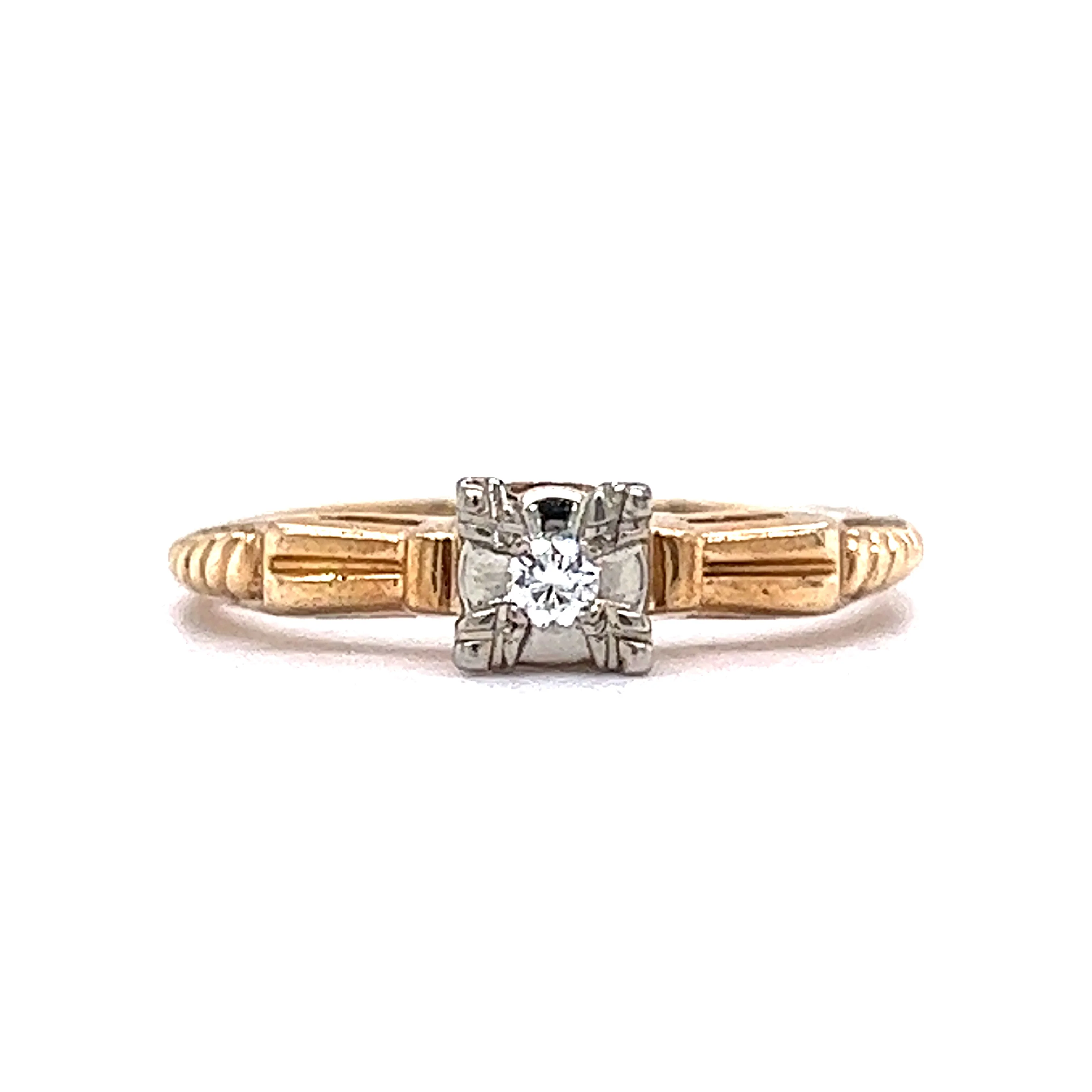 .05 Retro Solitaire Diamond Engagement Ring in 14k & 18k Gold