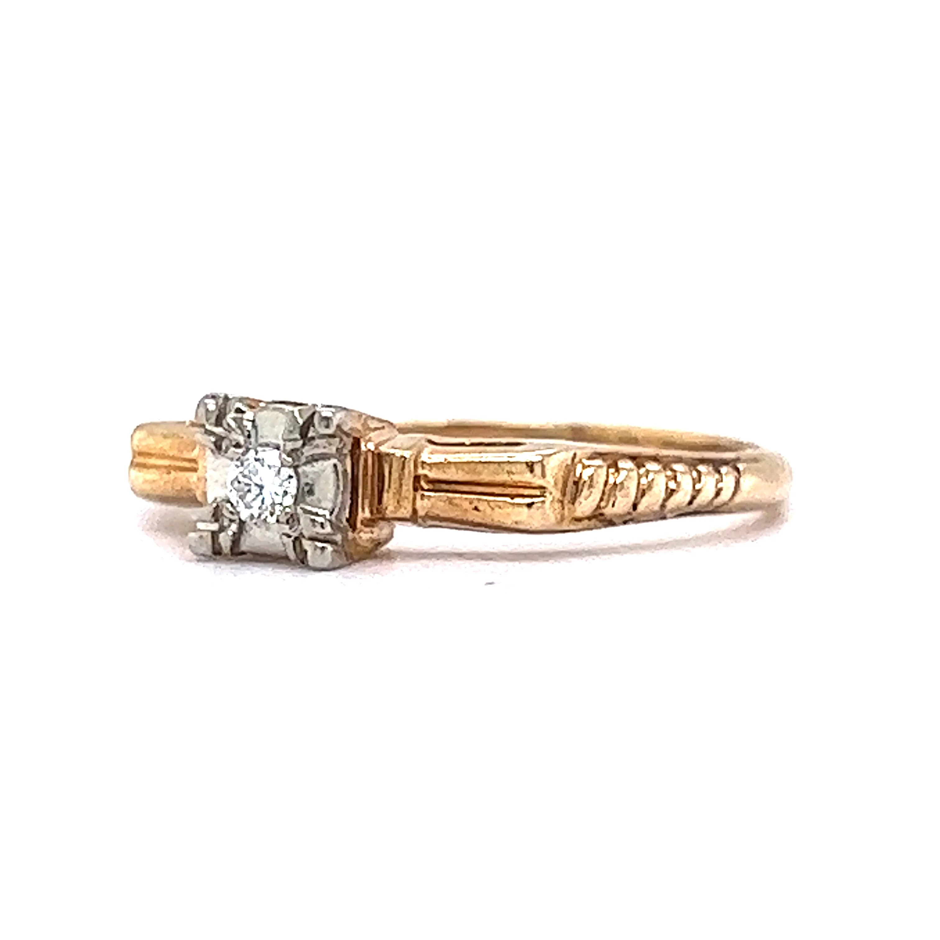 .05 Retro Solitaire Diamond Engagement Ring in 14k & 18k Gold - Image 2