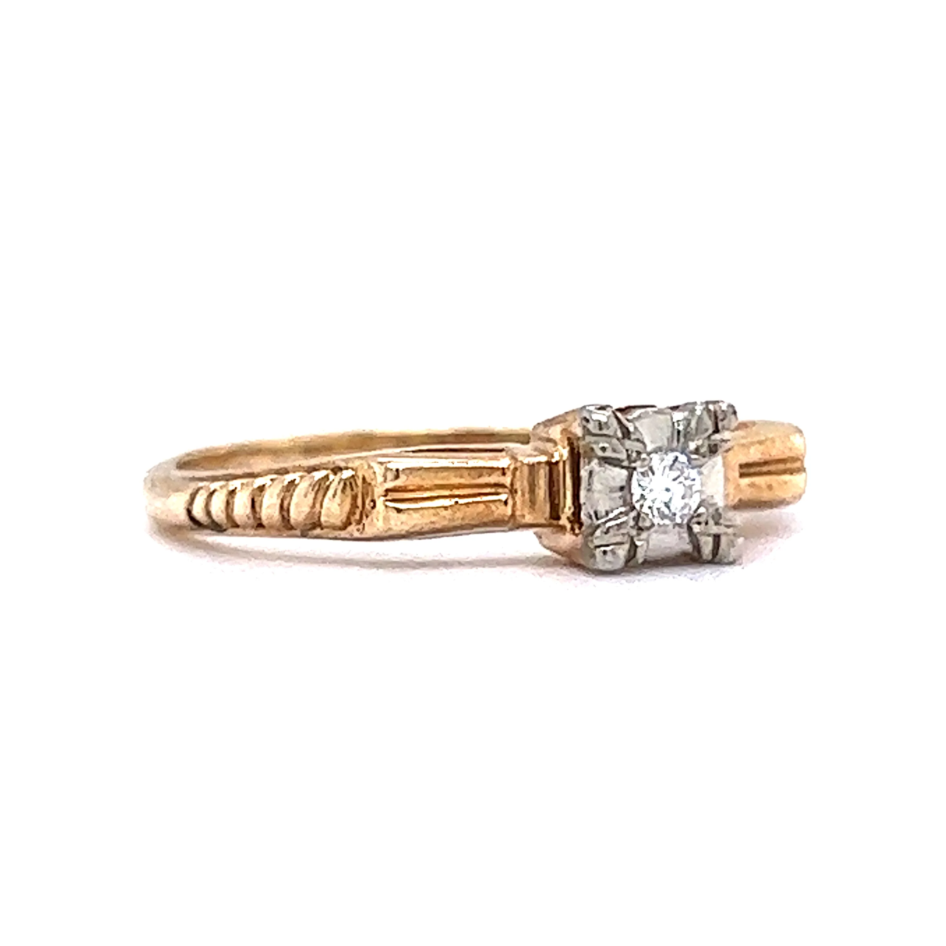 .05 Retro Solitaire Diamond Engagement Ring in 14k & 18k Gold - Image 3