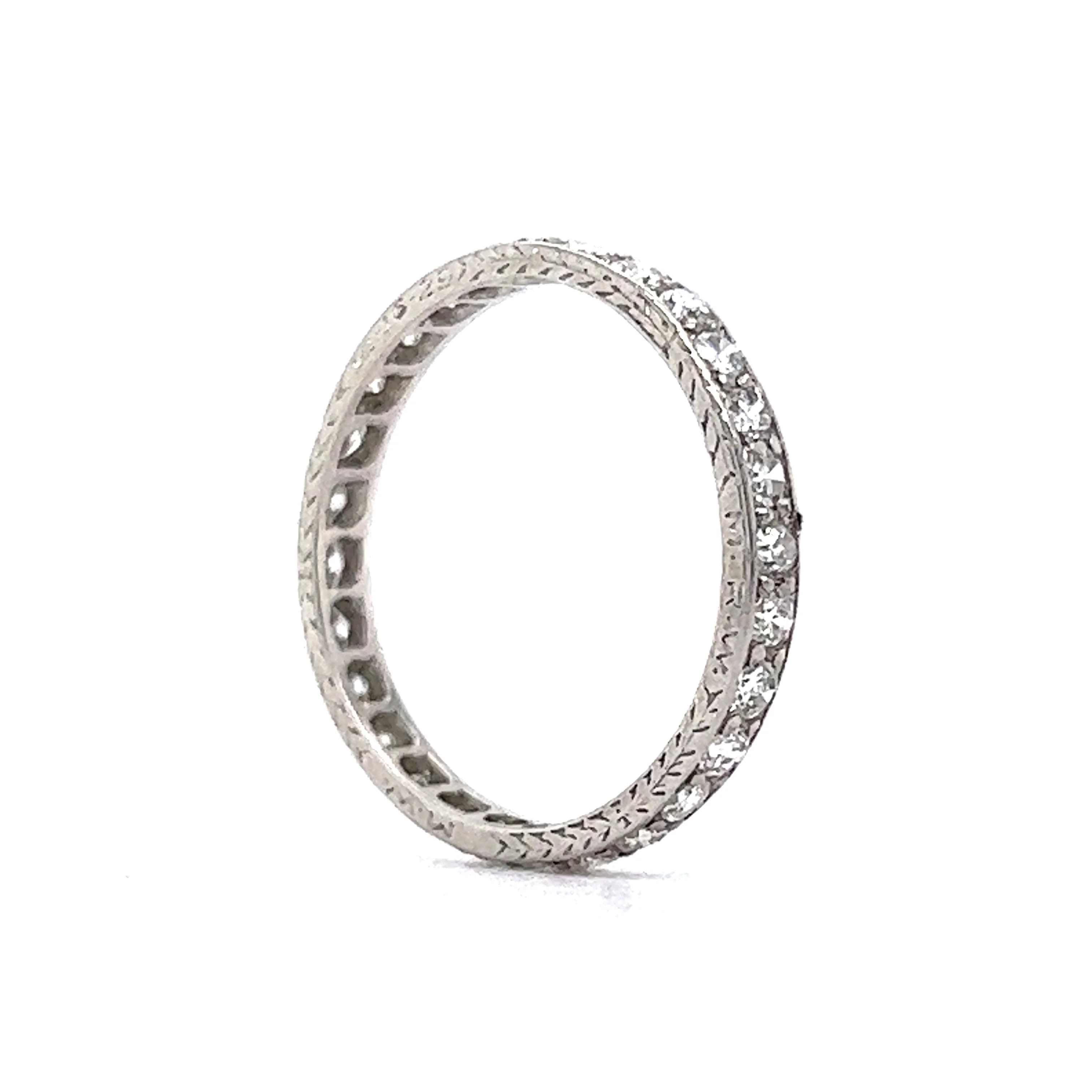 Vintage .84 Diamond Eternity Wedding Band in Platinum - Image 5