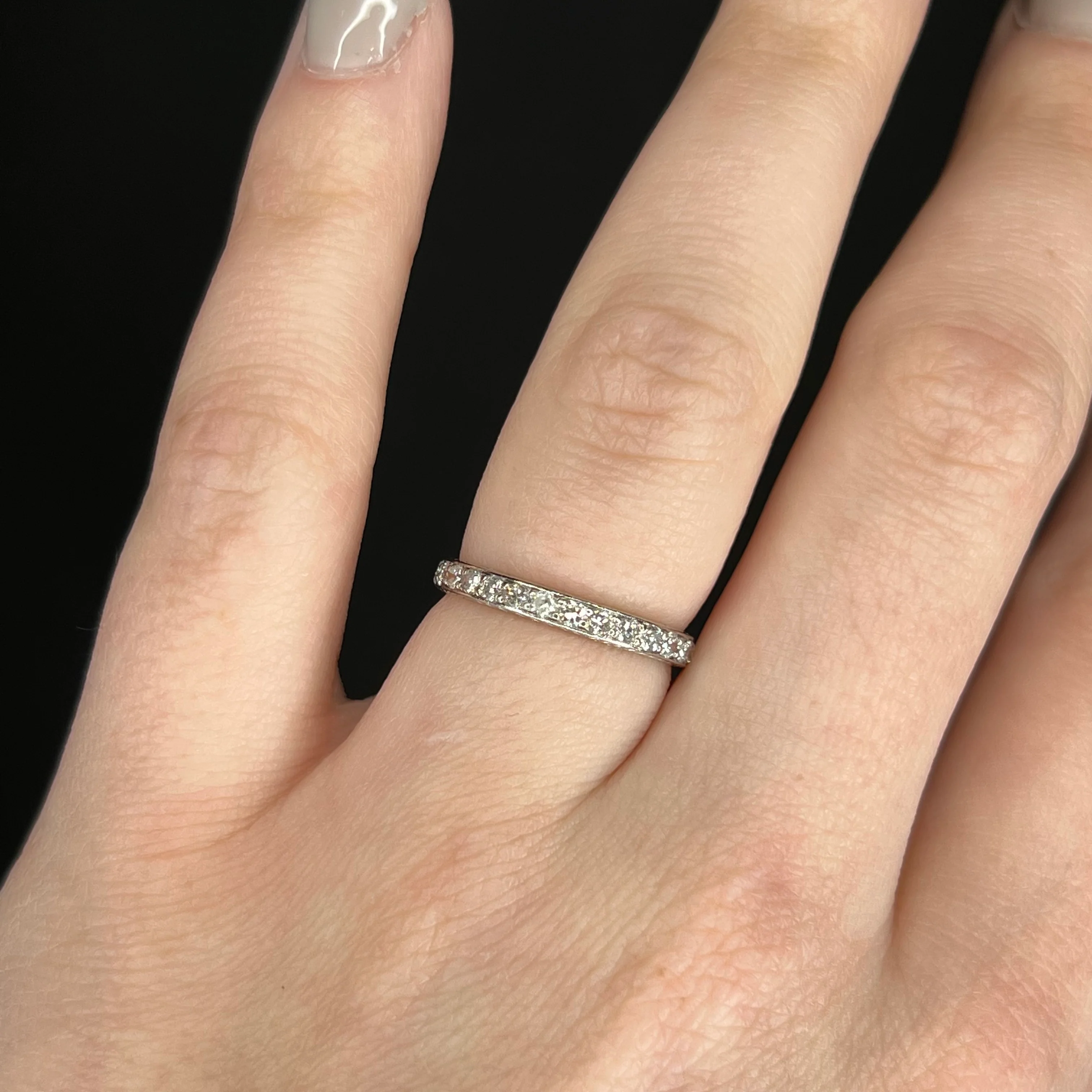 Vintage .84 Diamond Eternity Wedding Band in Platinum - Image 6