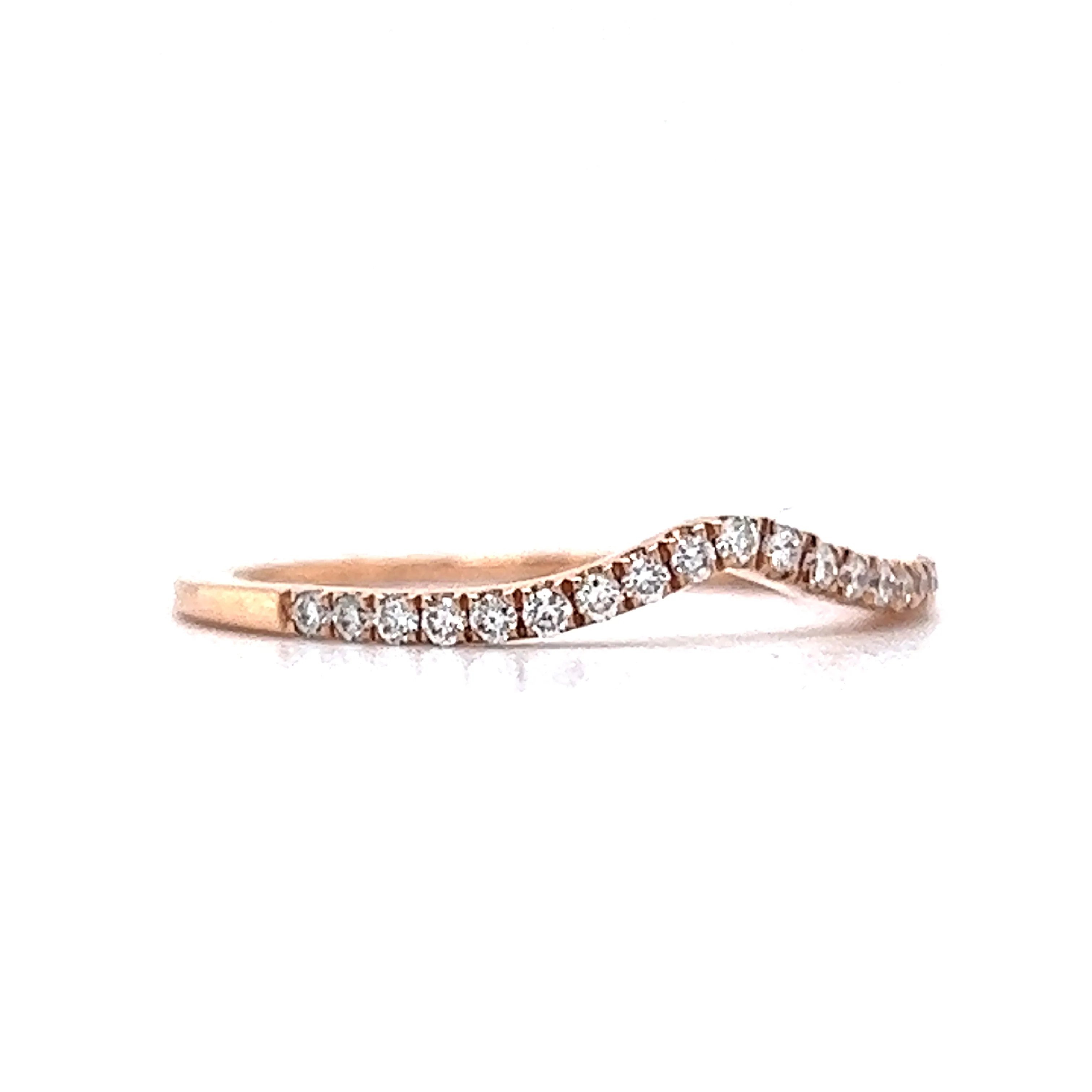 .16 Diamond Curved Wedding Band in Rose Gold - Image 3