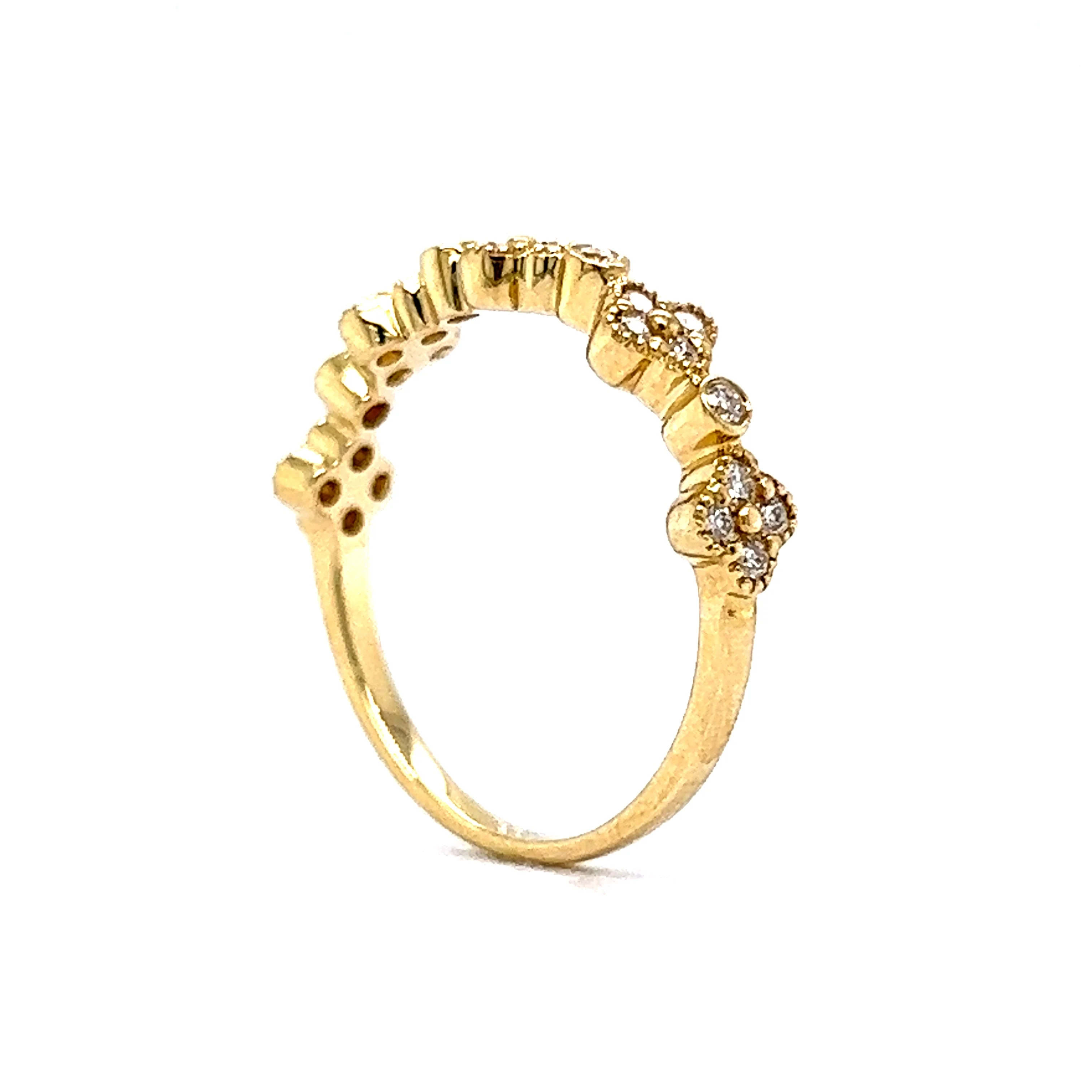 .30 Diamond Milgrain Bezel Stacking Wedding Band in 14k Yellow Gold - Image 5