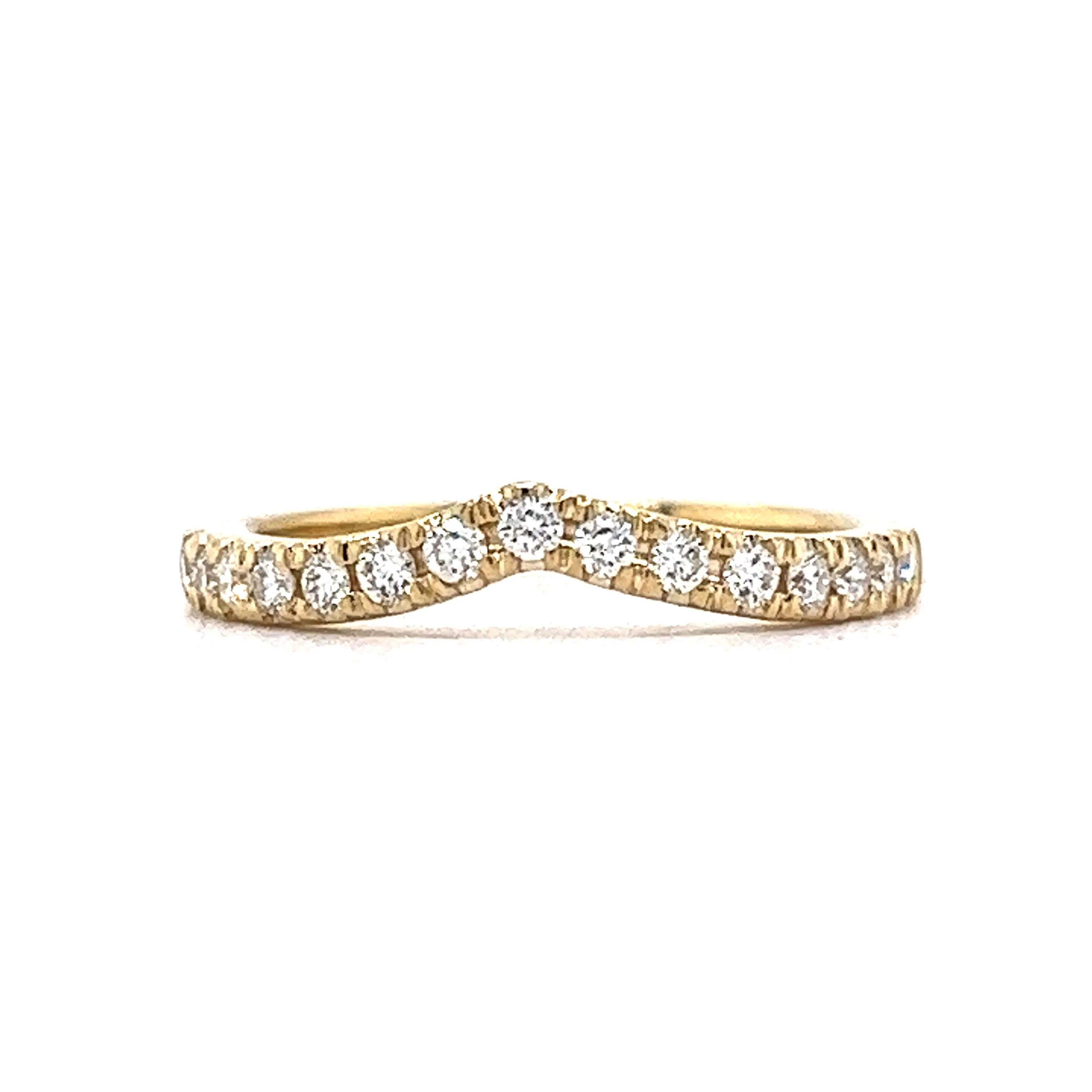 .30 Contoured Diamond Round Wedding Band in 14k Yellow Gold