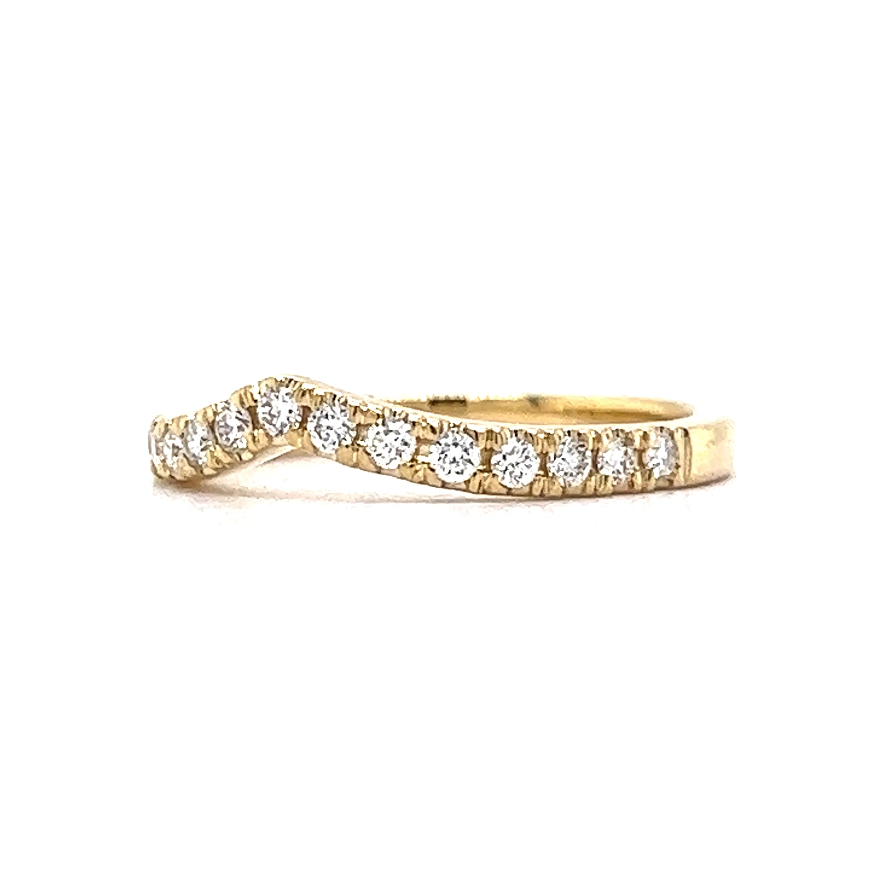 .30 Contoured Diamond Round Wedding Band in 14k Yellow Gold - Image 2